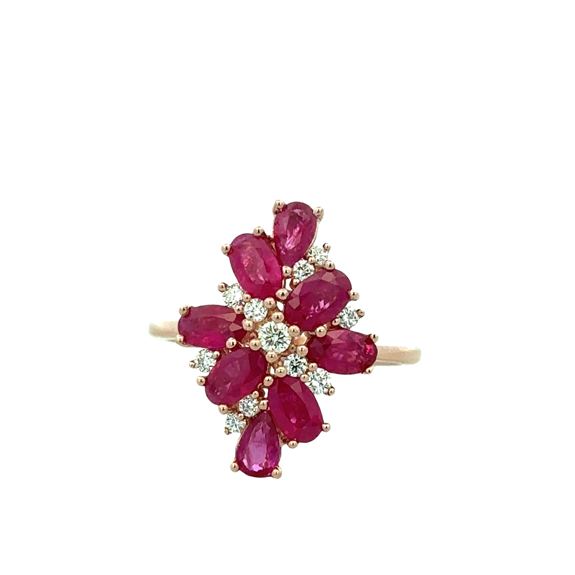 14k Rose Gold Ruby & Diamond Kite Ring – Size 7