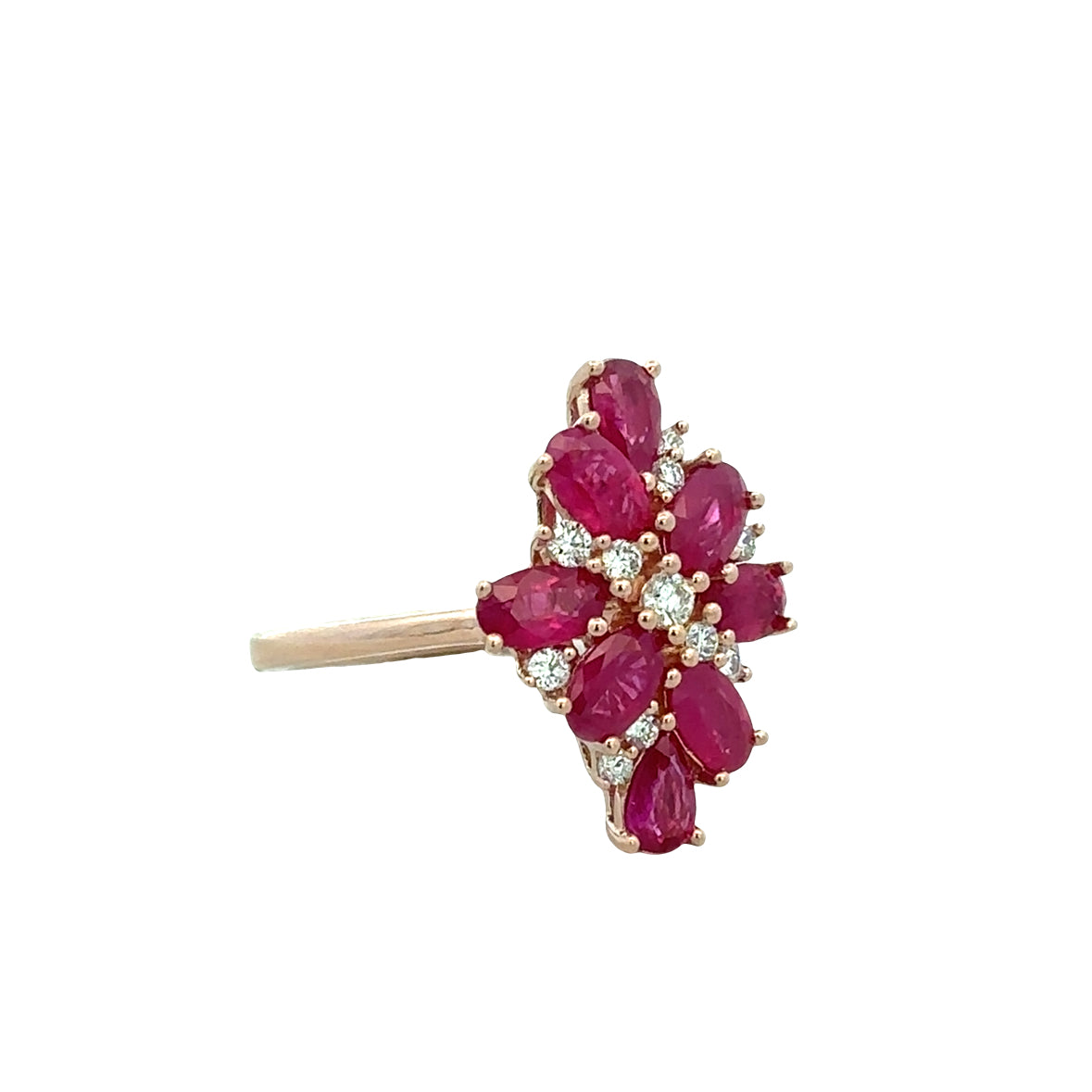 14k Rose Gold Ruby & Diamond Kite Ring – Size 7