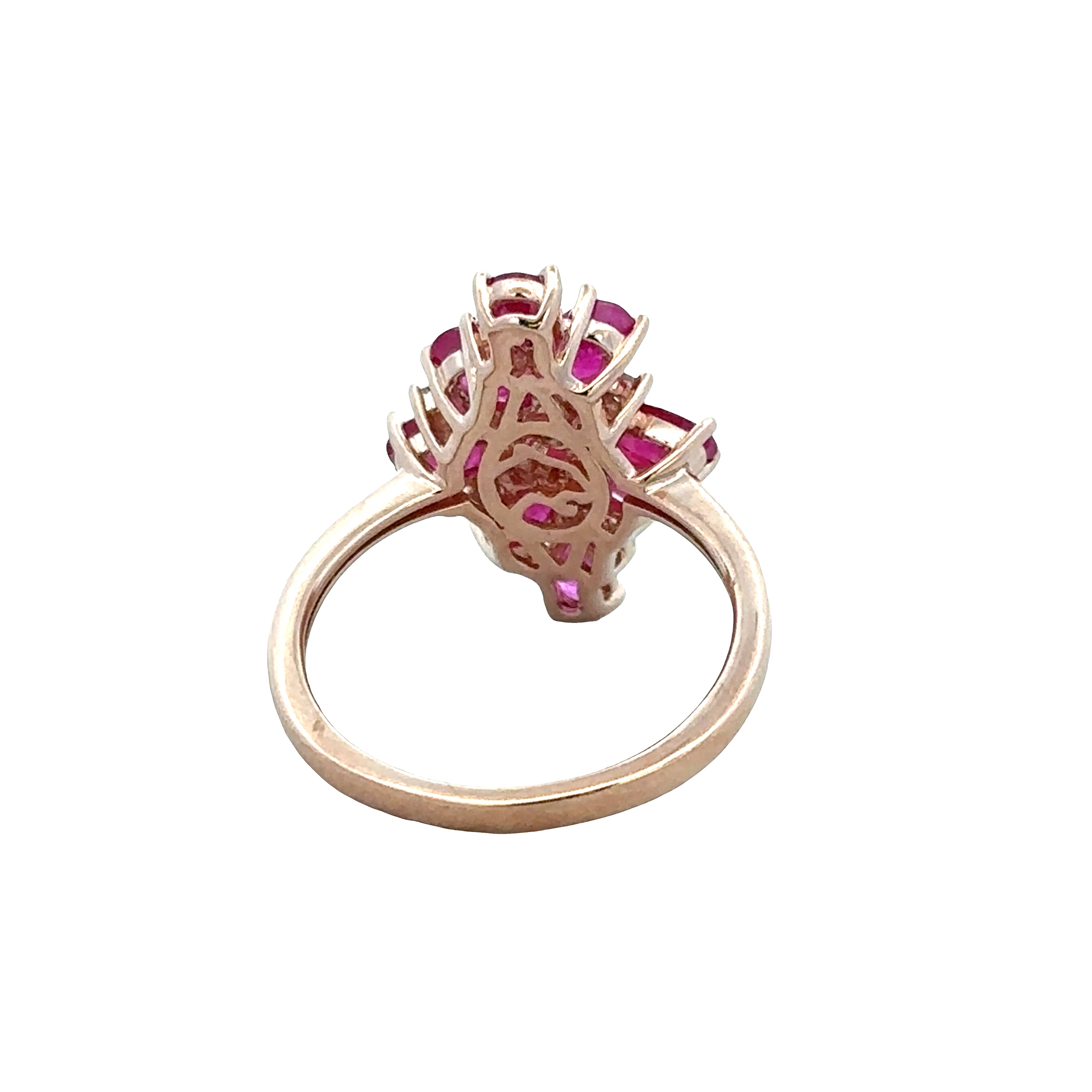 14k Rose Gold Ruby & Diamond Kite Ring – Size 7