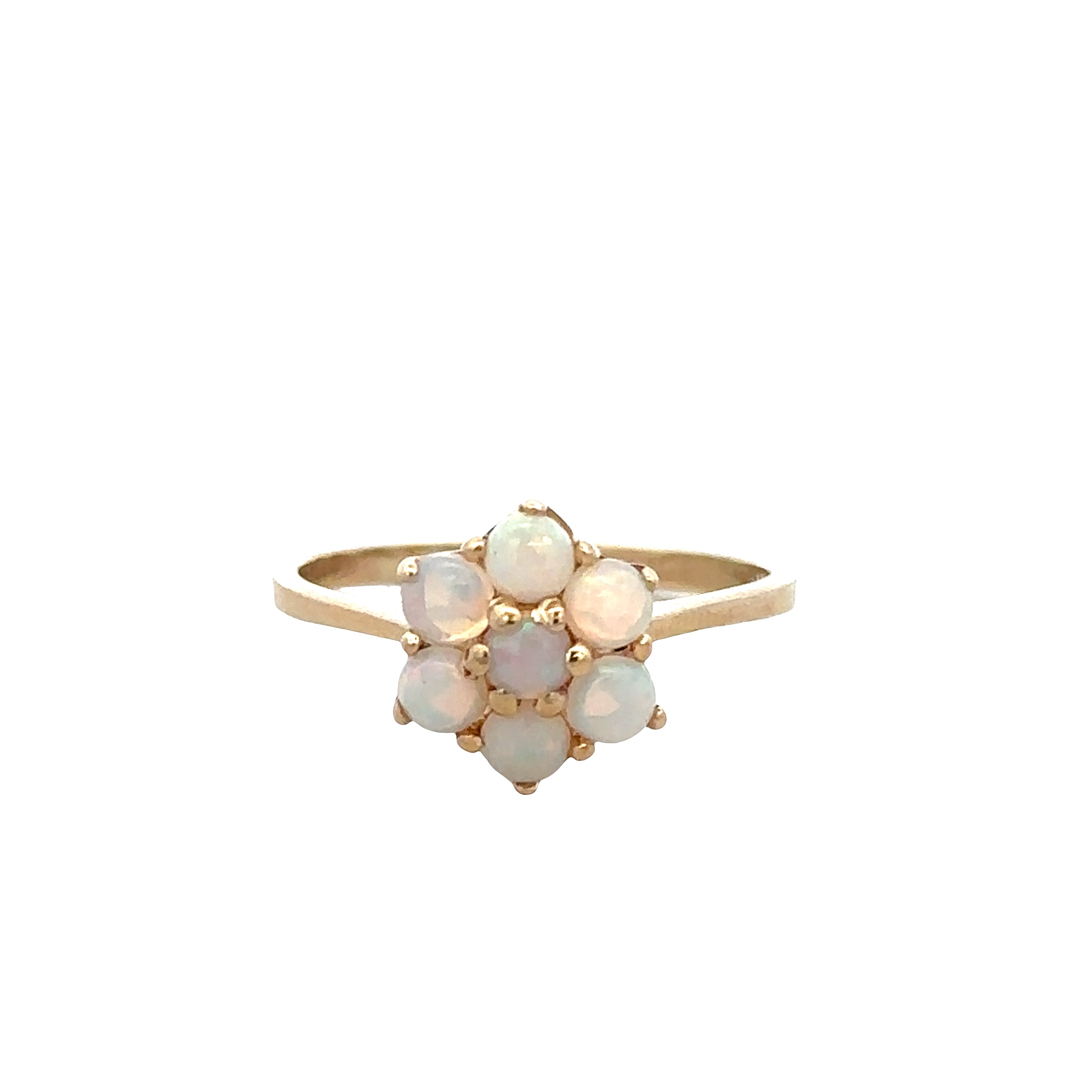 Vintage 14k Yellow Gold Opal Cluster Ring – Size 6.75