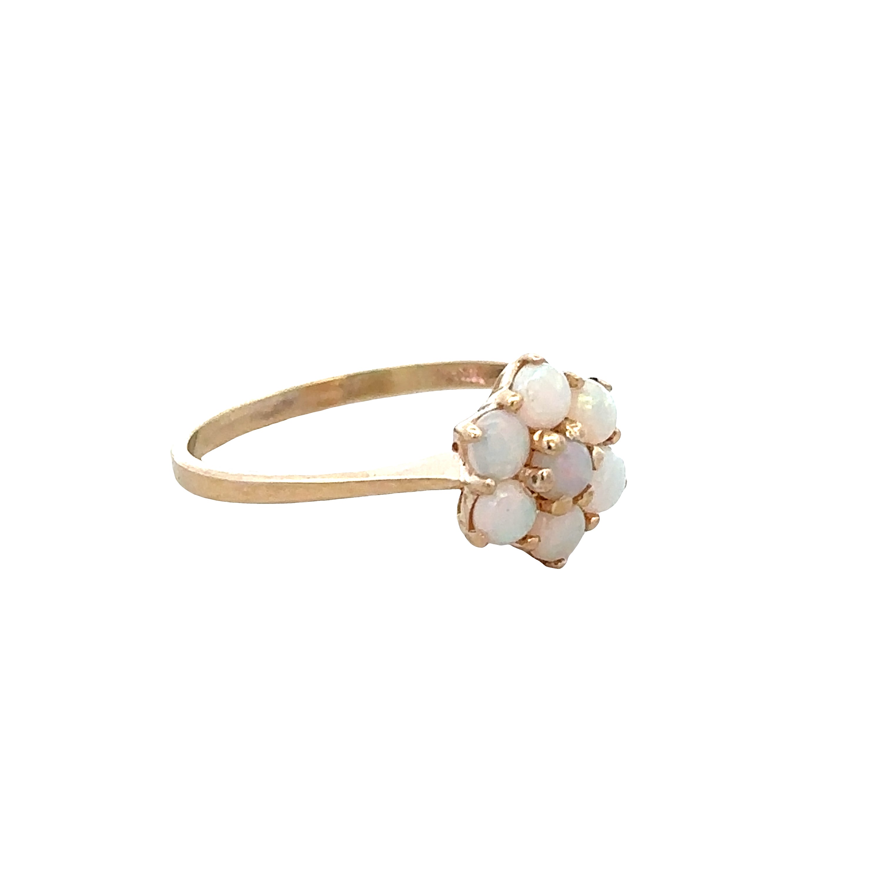 Vintage 14k Yellow Gold Opal Cluster Ring – Size 6.75