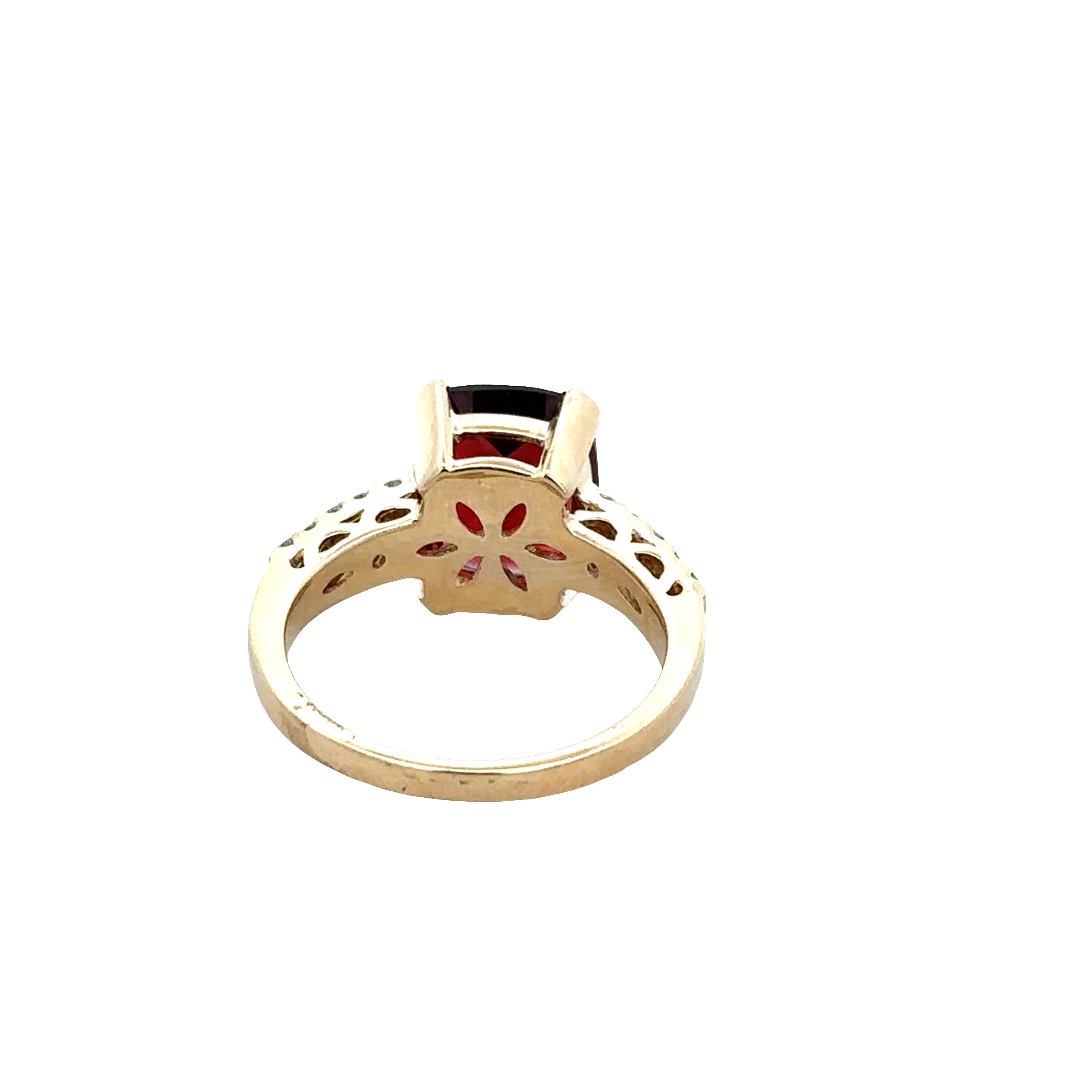 14k Yellow Gold Garnet & Diamond Ring – Size 7.25