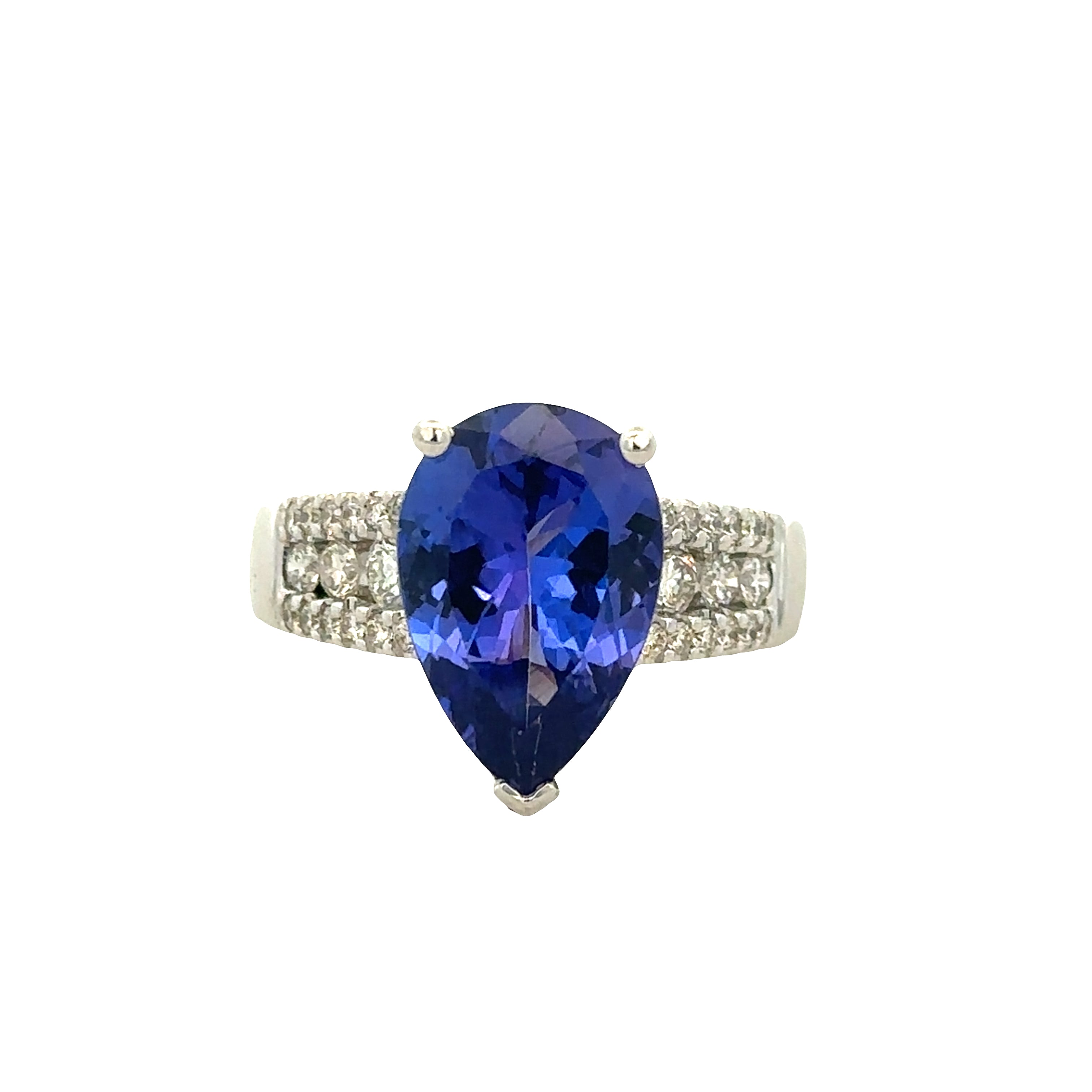 14k White Gold Tanzanite & Diamond Ring – Size 9