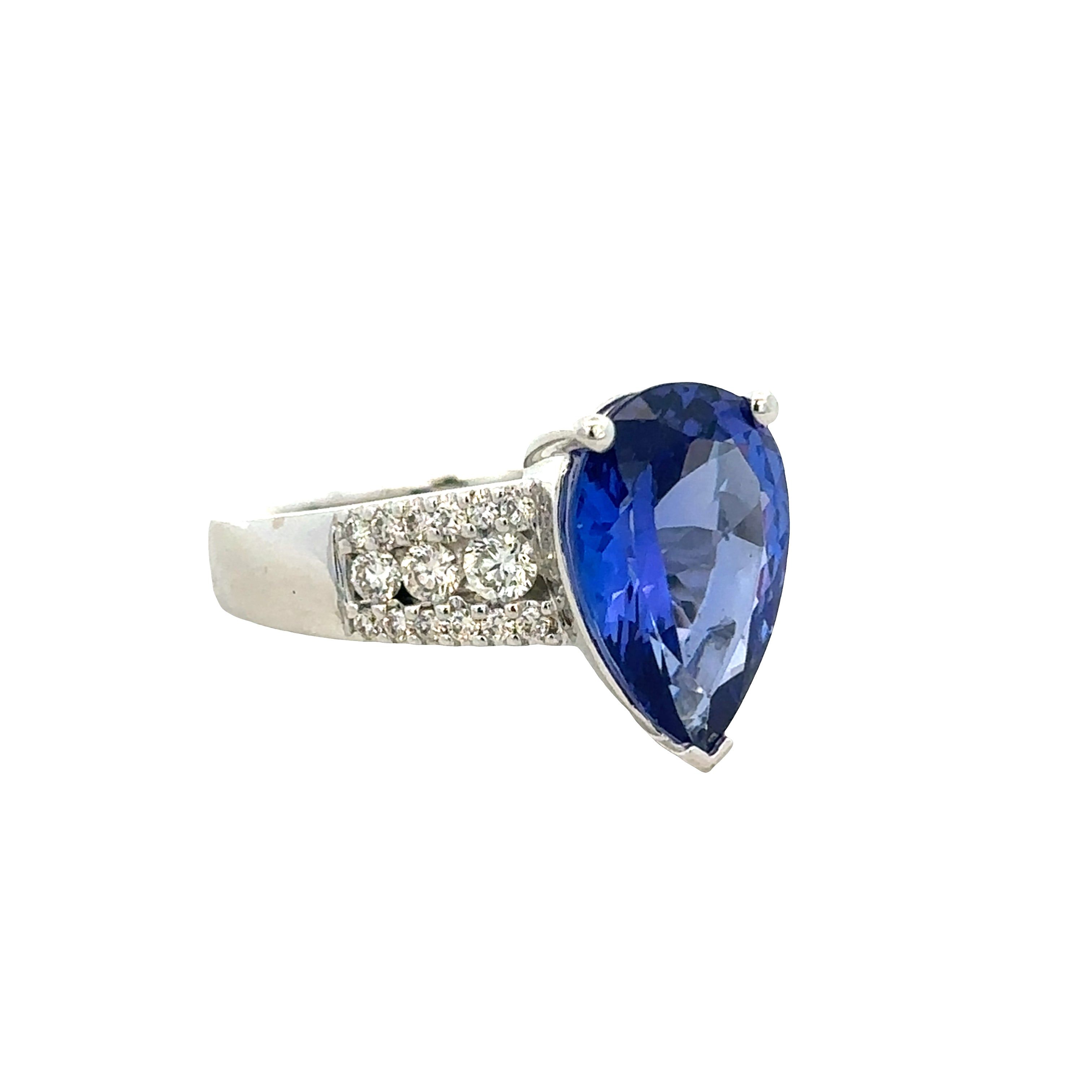 14k White Gold Tanzanite & Diamond Ring – Size 9