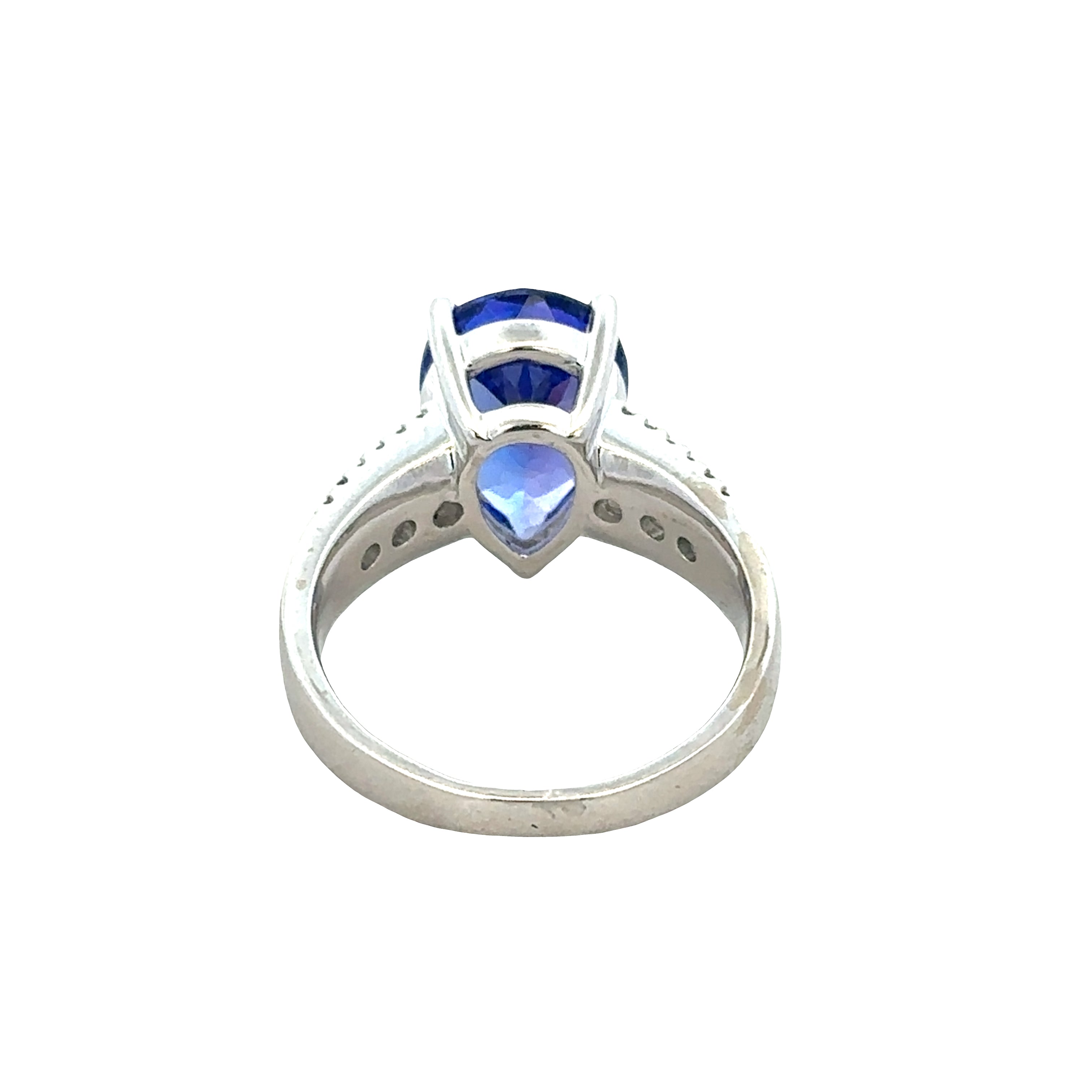 14k White Gold Tanzanite & Diamond Ring – Size 9