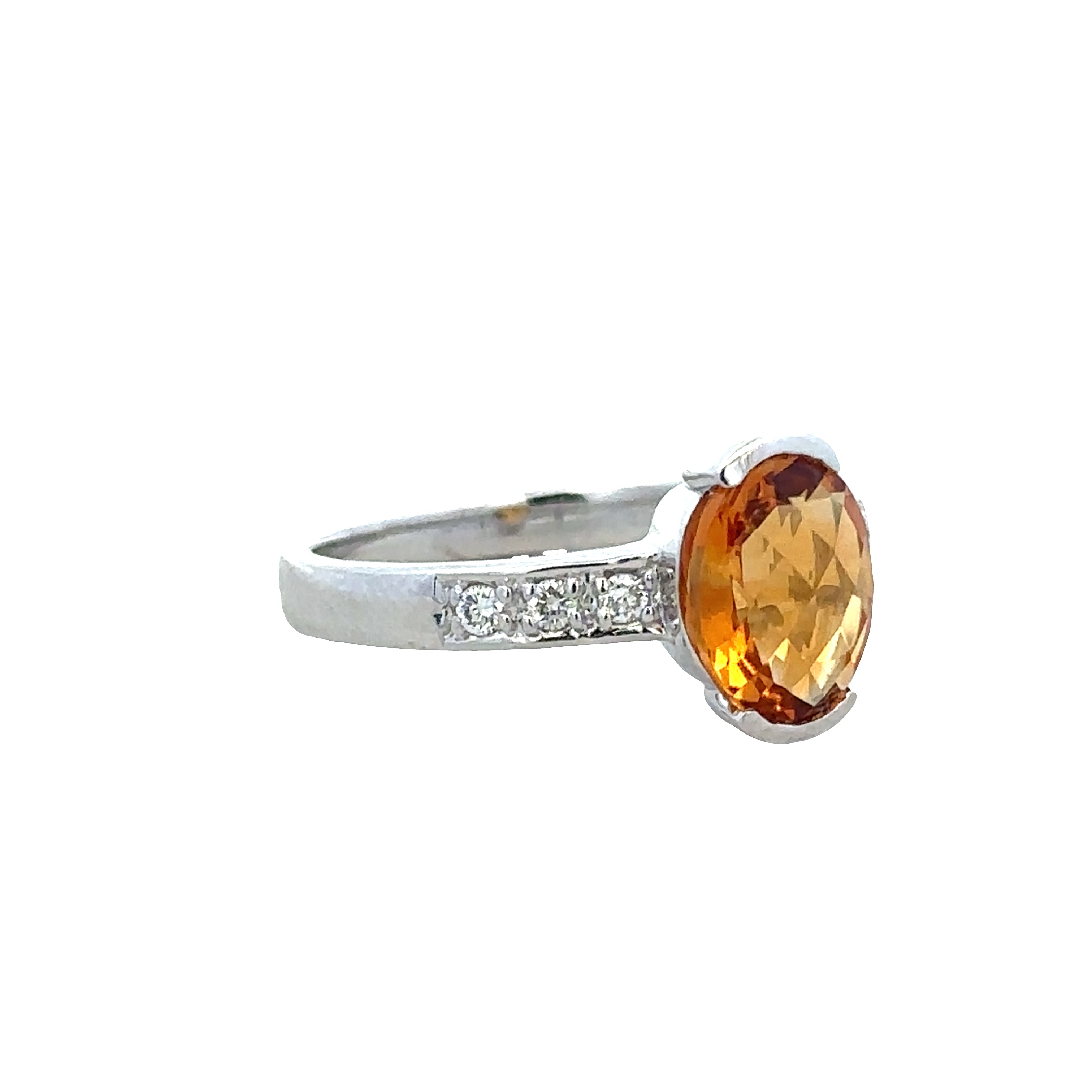 14k White Gold Citrine & Diamond Ring – Size 7.25
