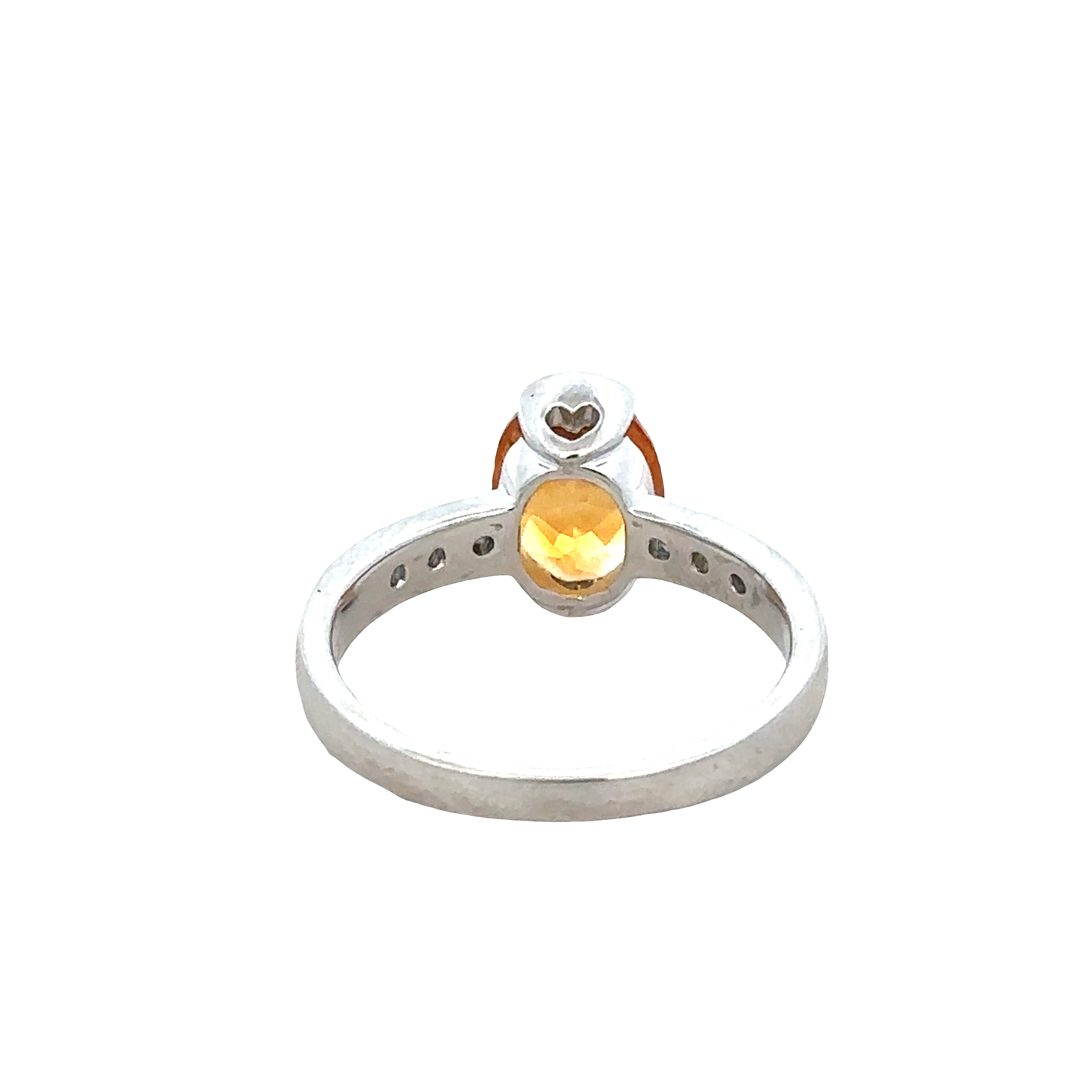 14k White Gold Citrine & Diamond Ring – Size 7.25