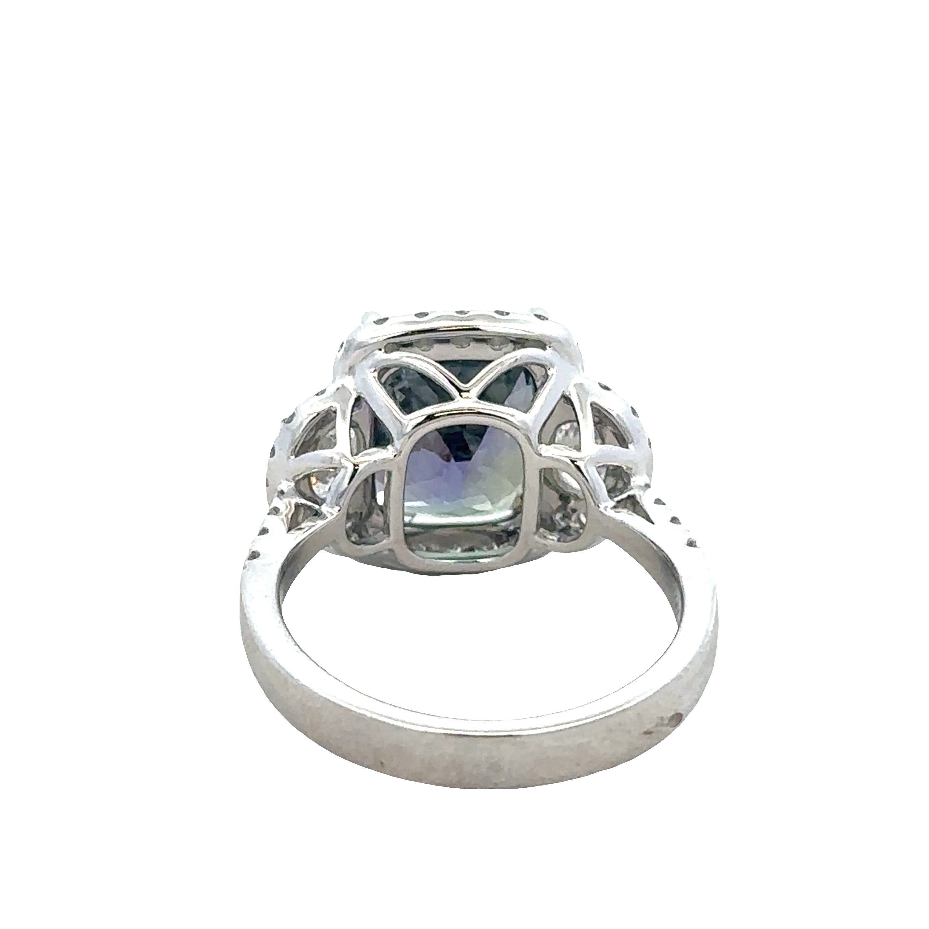 18k White Gold Color Change Zoisite & Diamond Statement Ring – Size 7.25