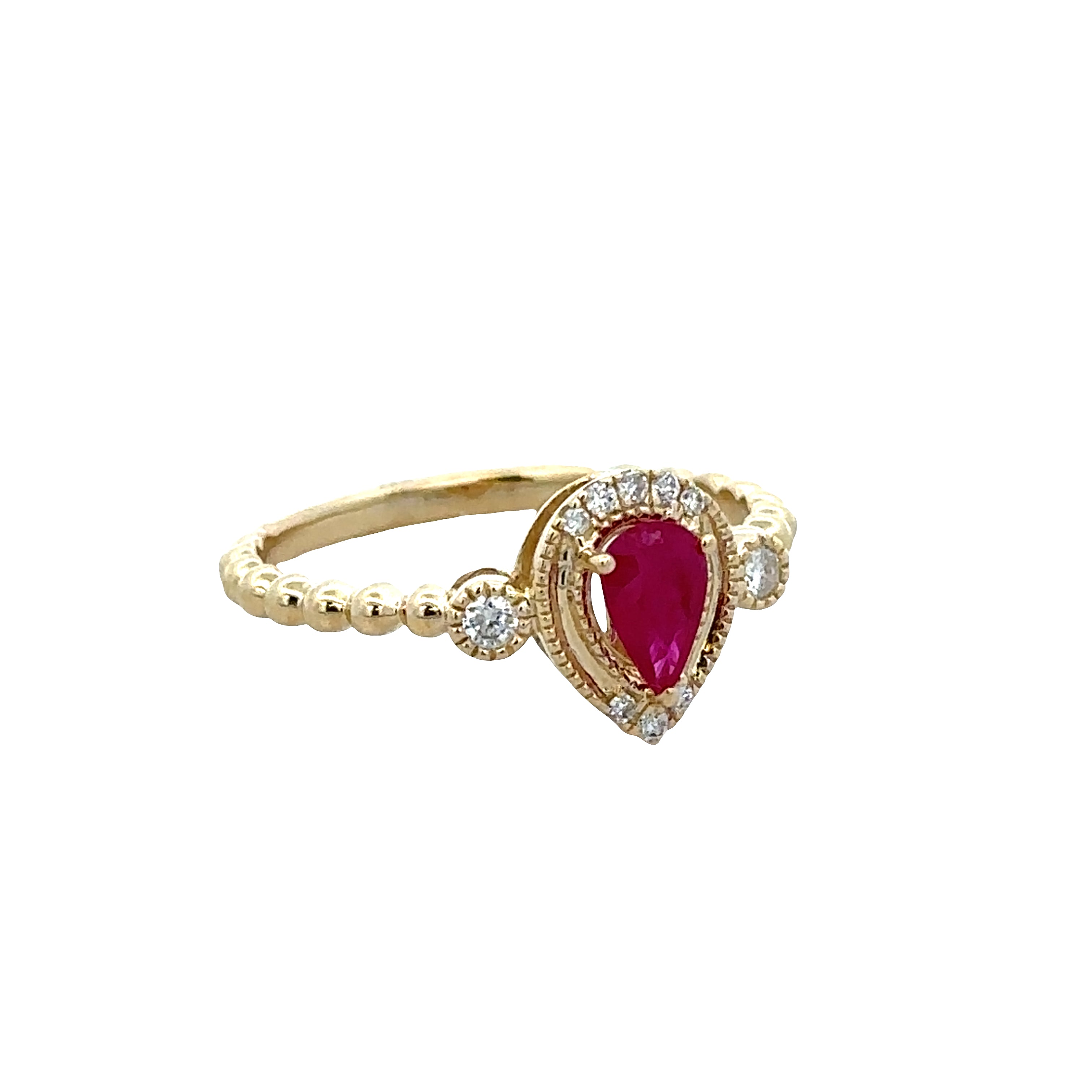 14k Yellow Gold Ruby & Diamond Ring – Size 7