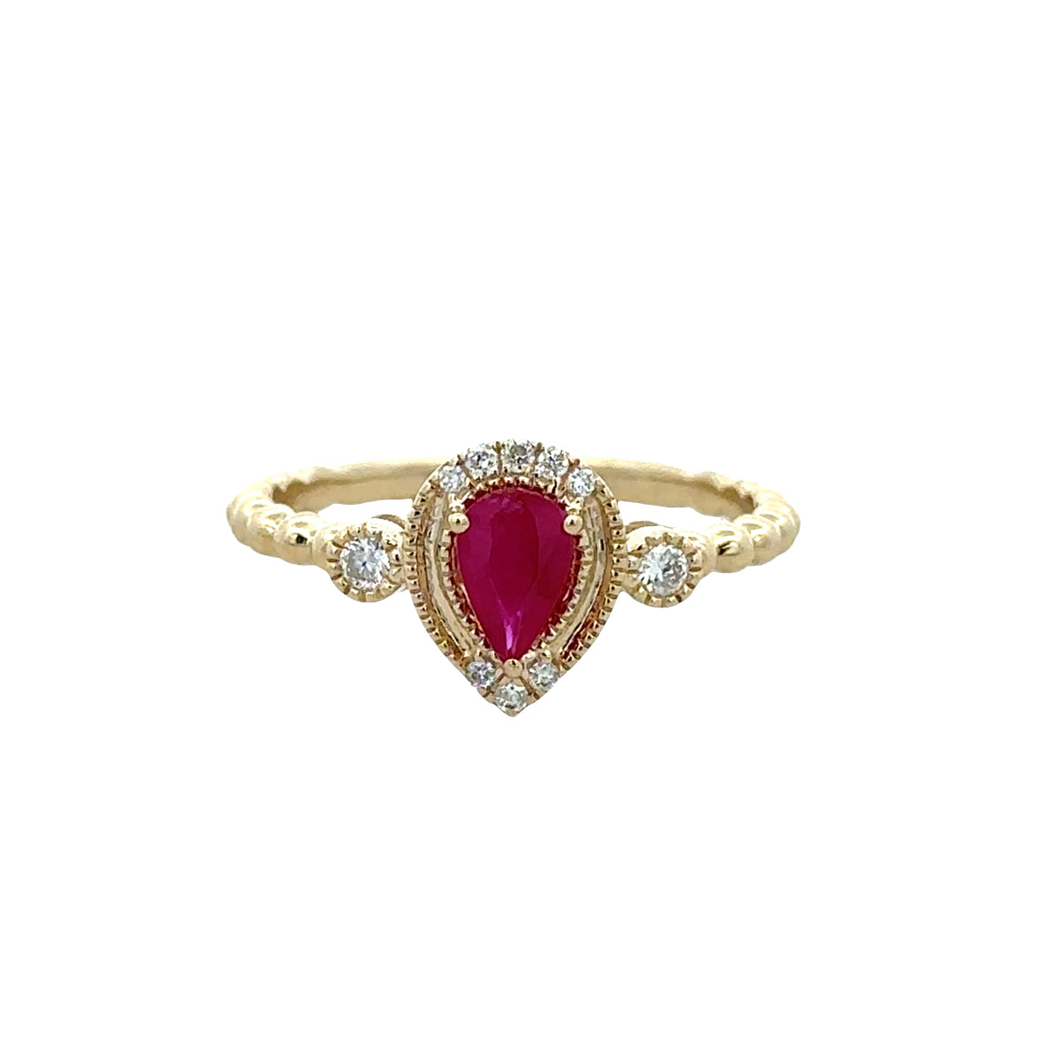 14k Yellow Gold Ruby & Diamond Ring – Size 7