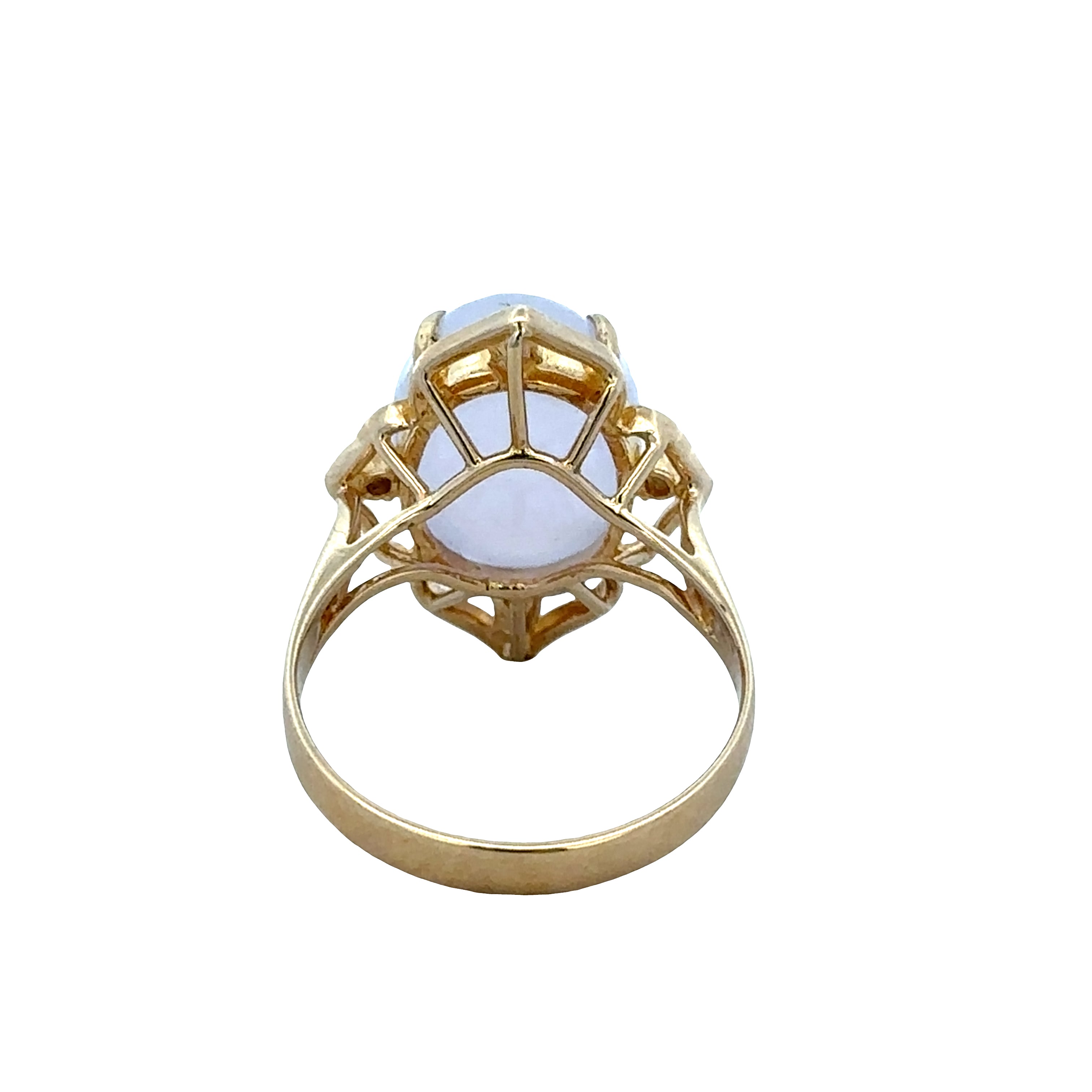 14k Yellow Gold Lavender Jadeite & Diamond Ring – Size 7