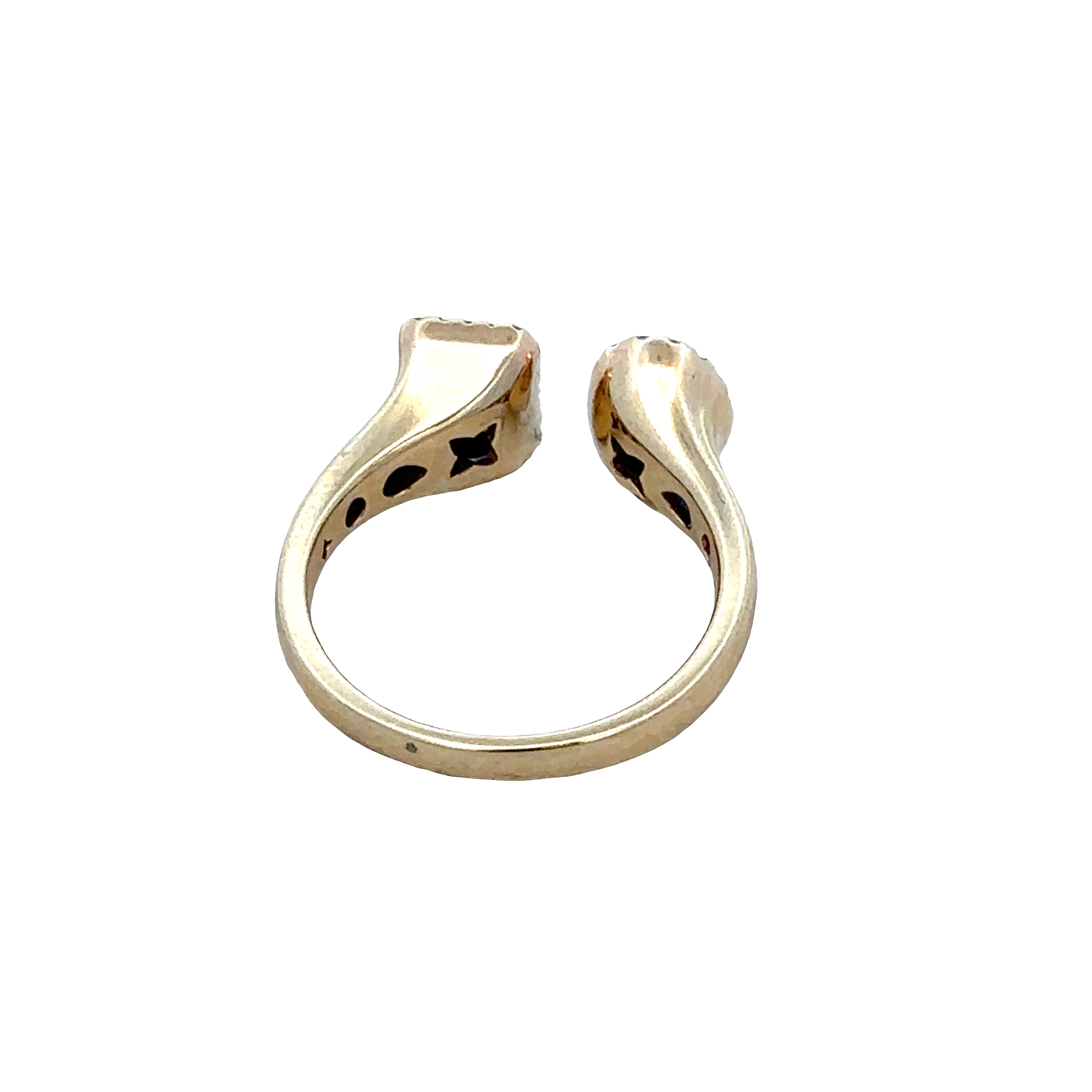 14k Yellow Gold Multi-Shape Blue Sapphire & Diamond Bypass Ring – Size 6.75
