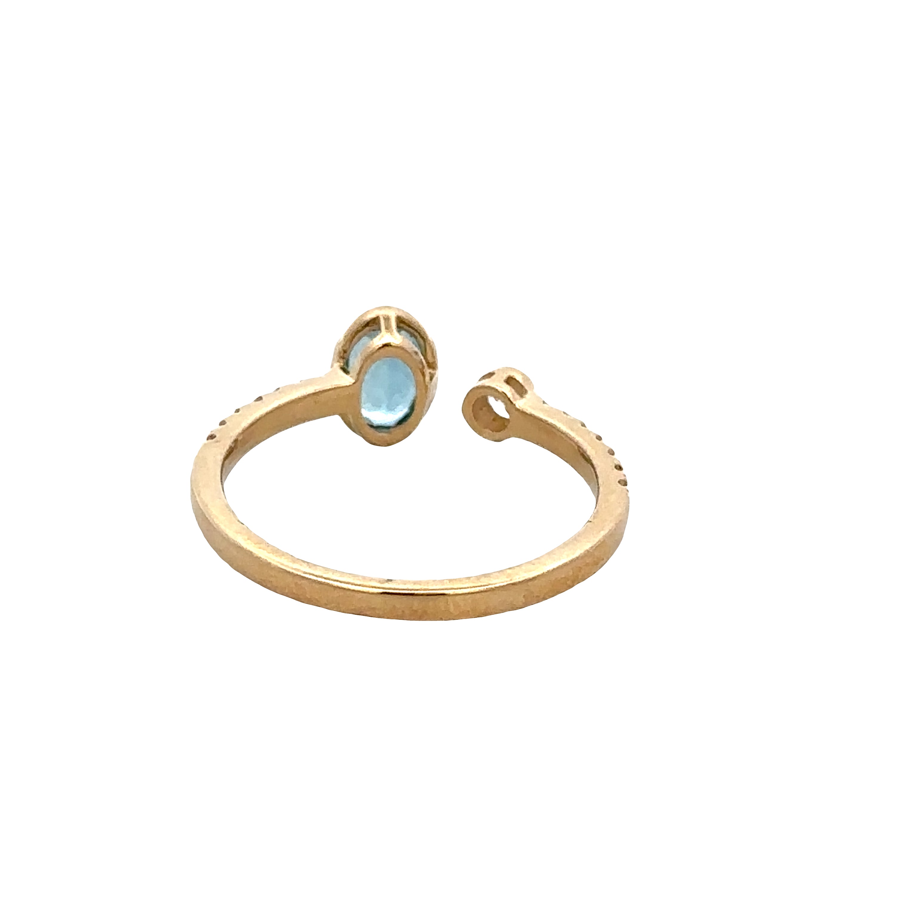 14k Yellow Gold Aquamarine & Diamond Bypass Ring – Size 6.75