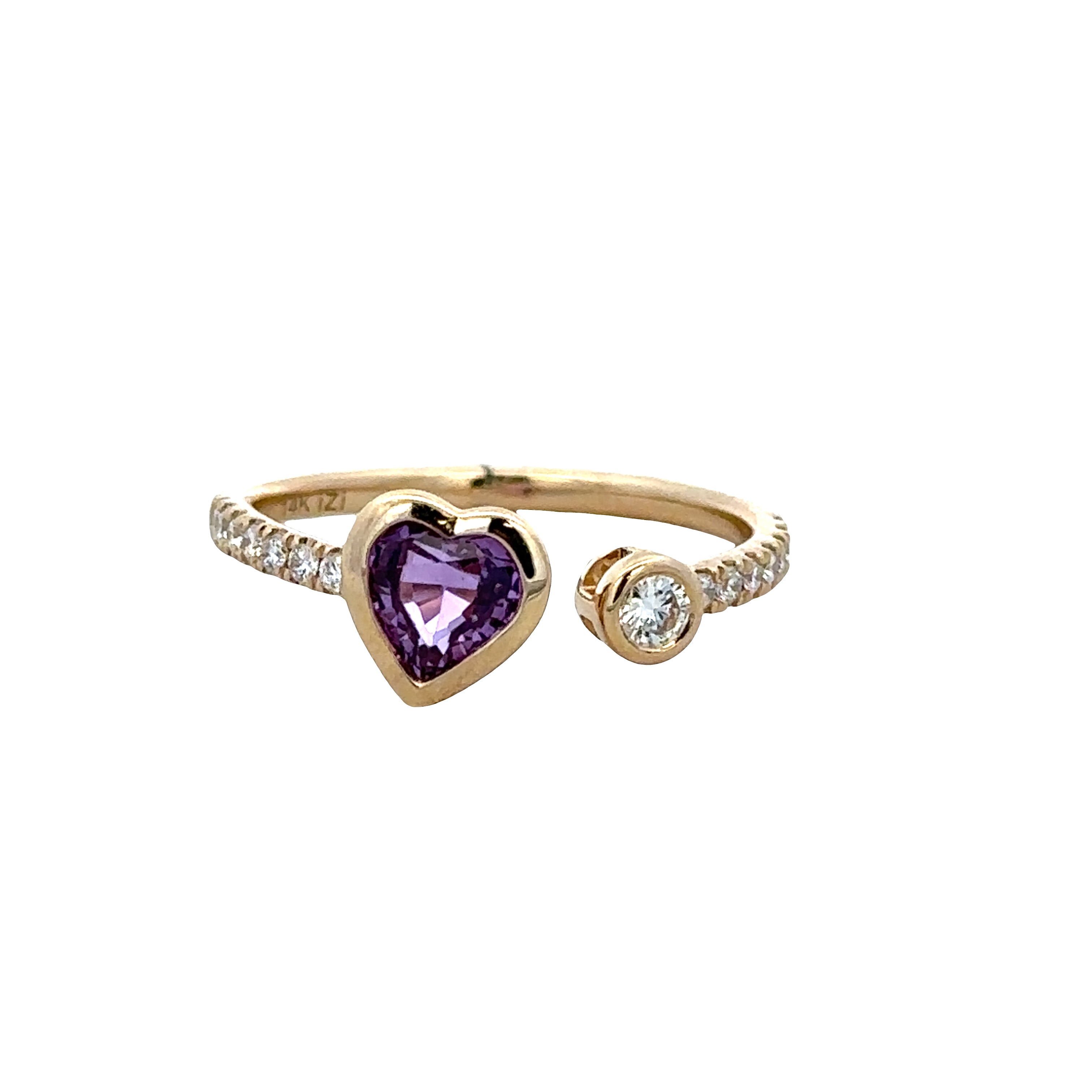 14k Yellow Gold Purple Sapphire & Diamond Bypass Ring – Size 6.5
