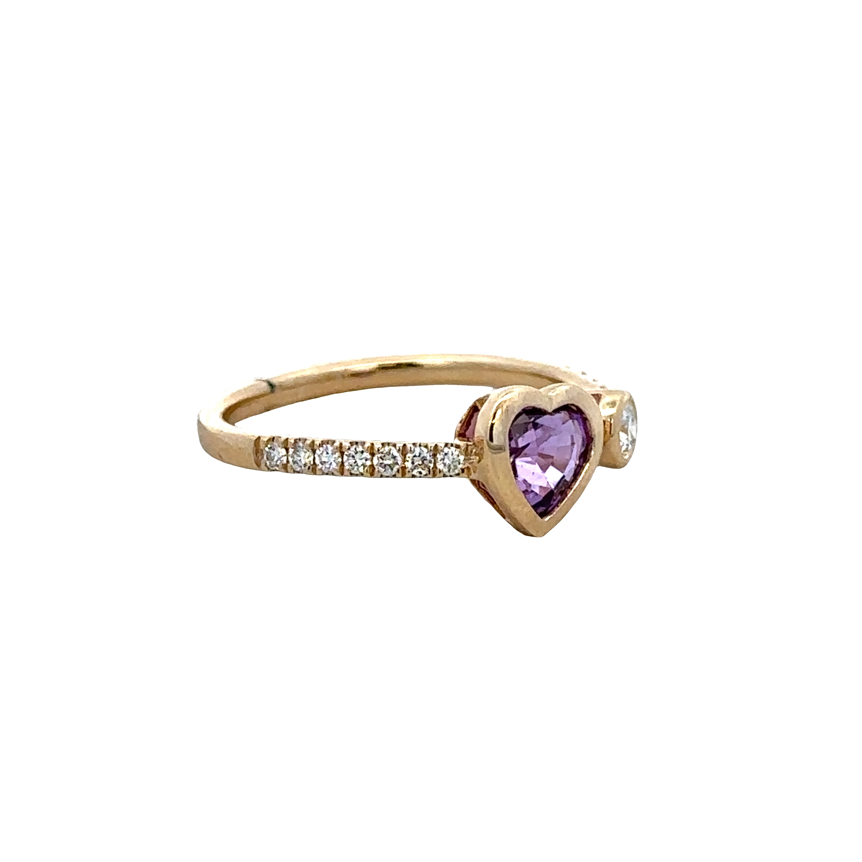 14k Yellow Gold Purple Sapphire & Diamond Bypass Ring – Size 6.5