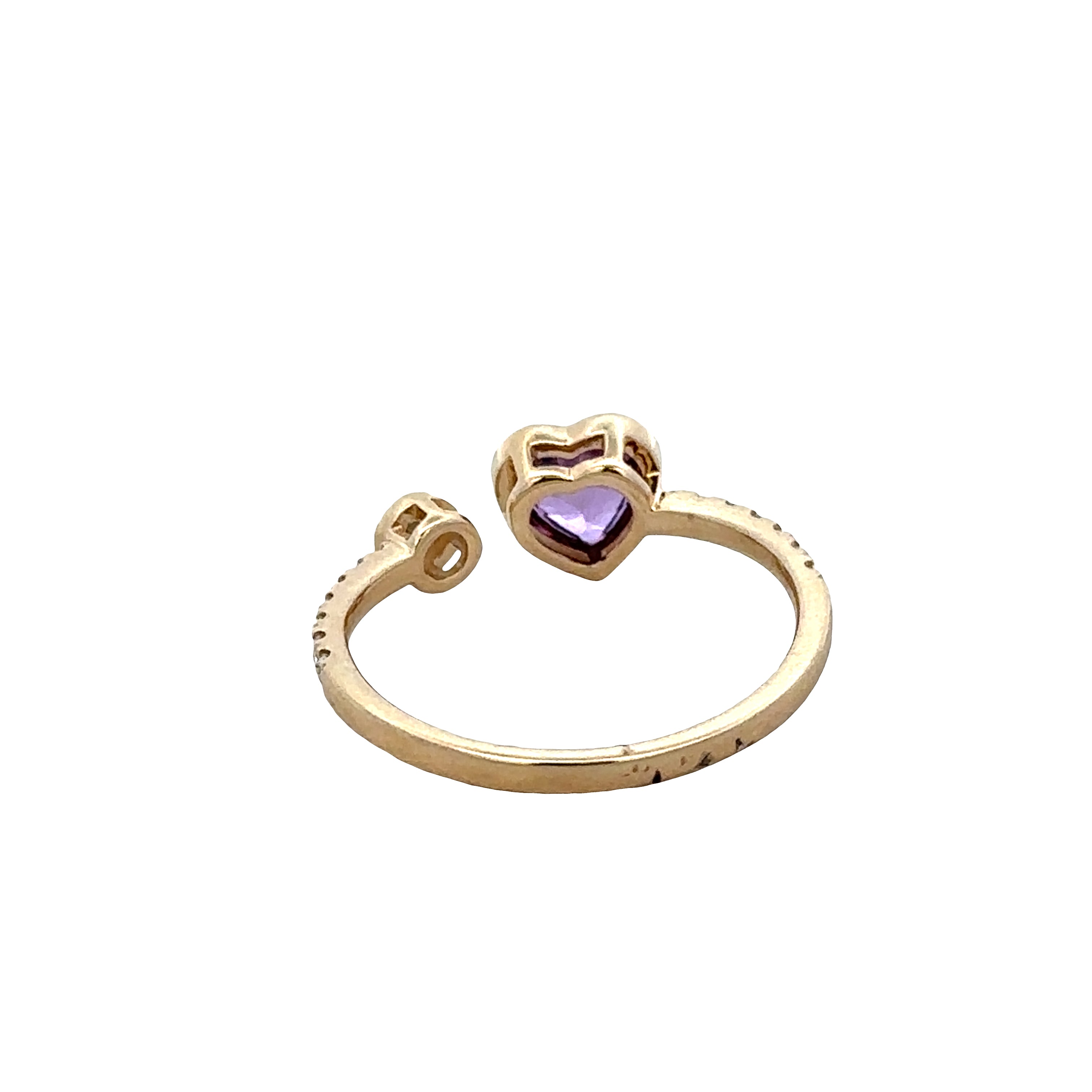 14k Yellow Gold Purple Sapphire & Diamond Bypass Ring – Size 6.5