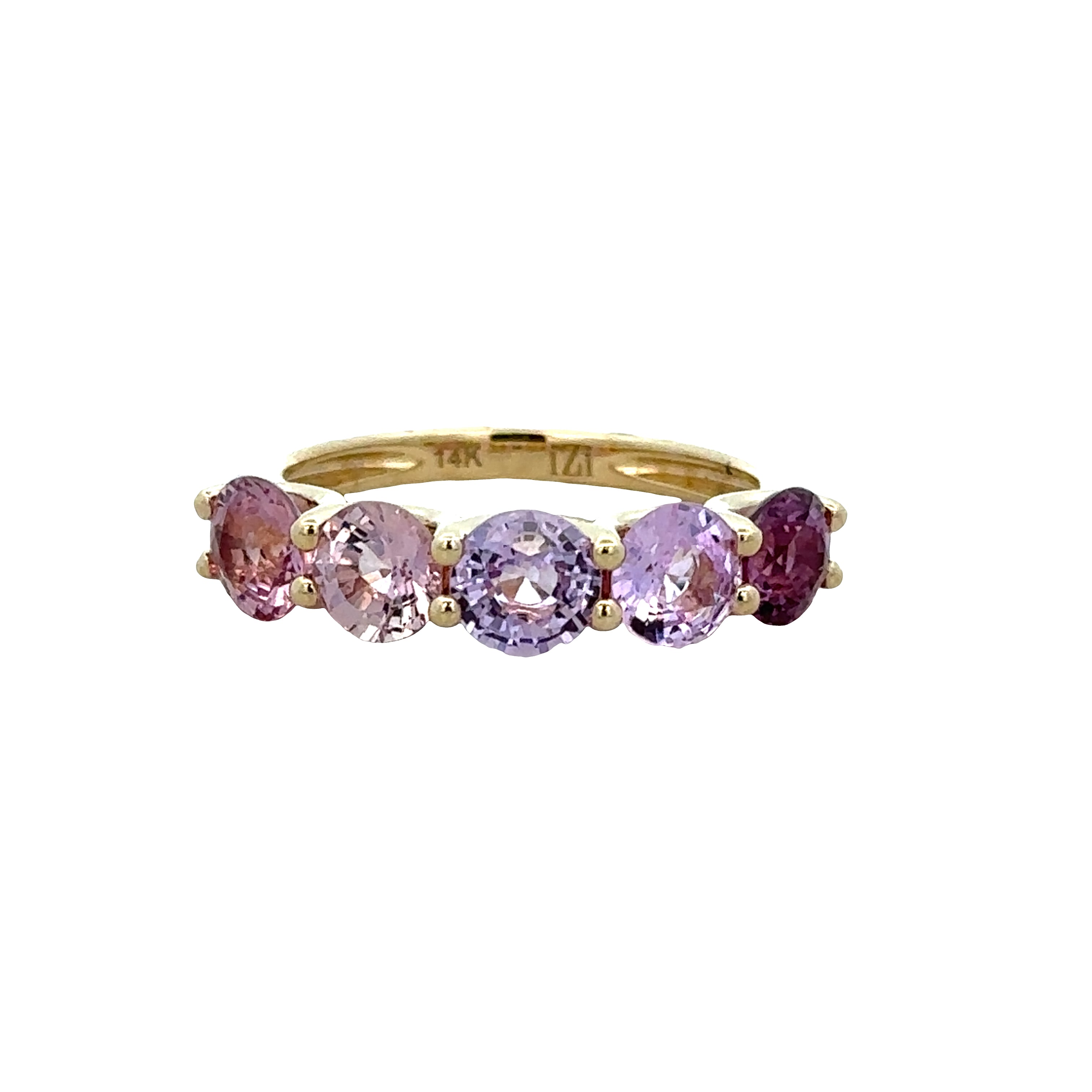 14k Yellow Gold Pastel Multi-Color Sapphire Gradient Band – Size 6.5