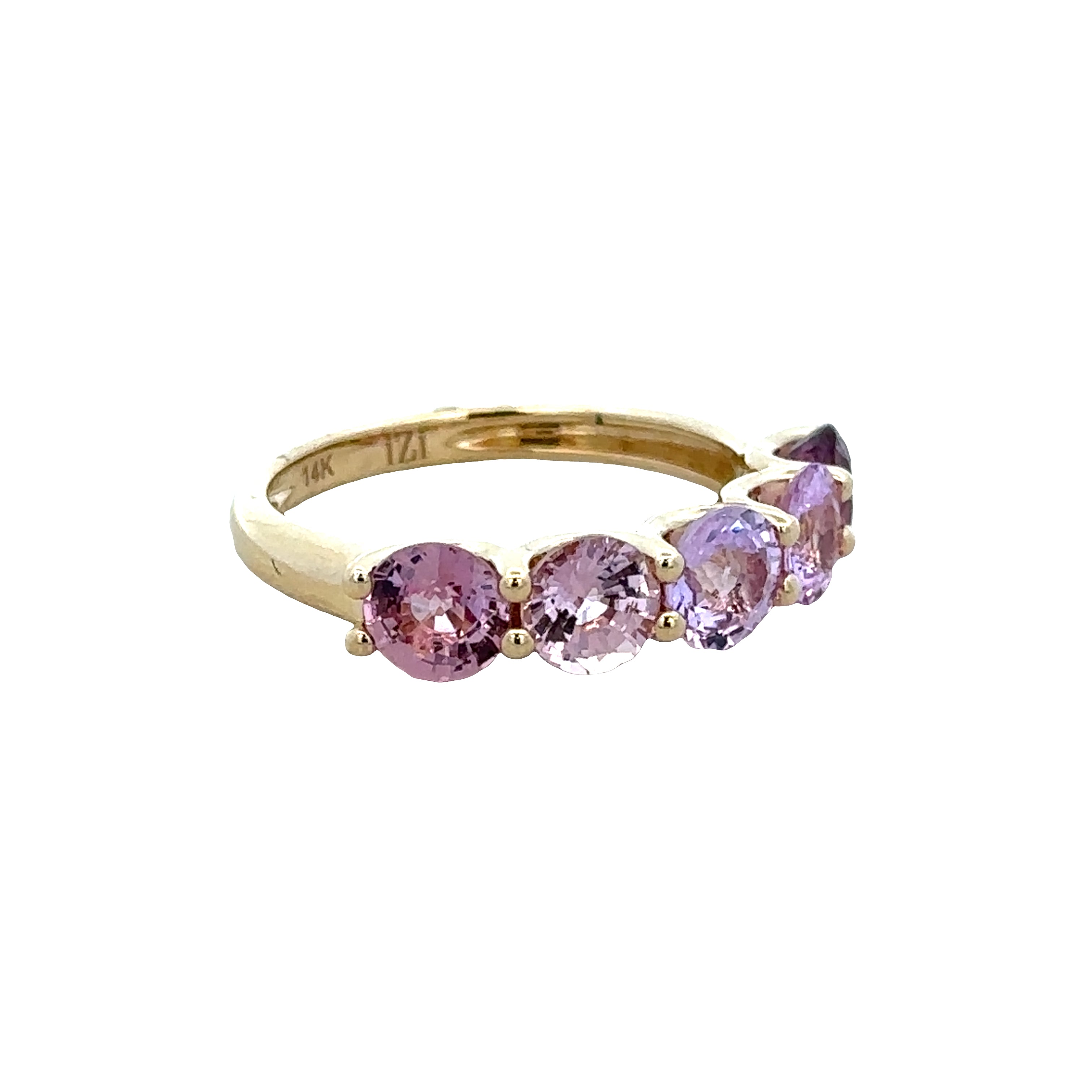 14k Yellow Gold Pastel Multi-Color Sapphire Gradient Band – Size 6.5