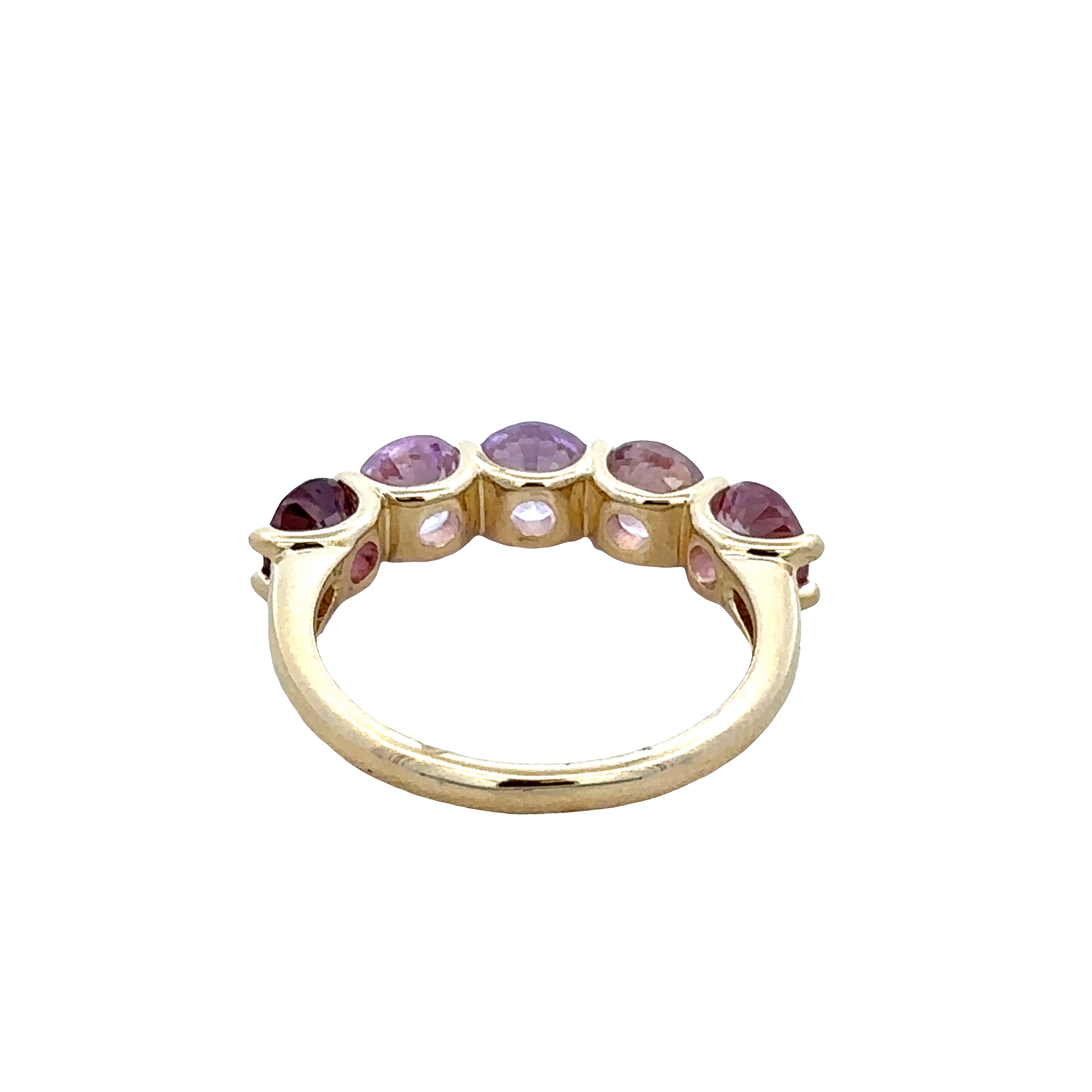 14k Yellow Gold Pastel Multi-Color Sapphire Gradient Band – Size 6.5