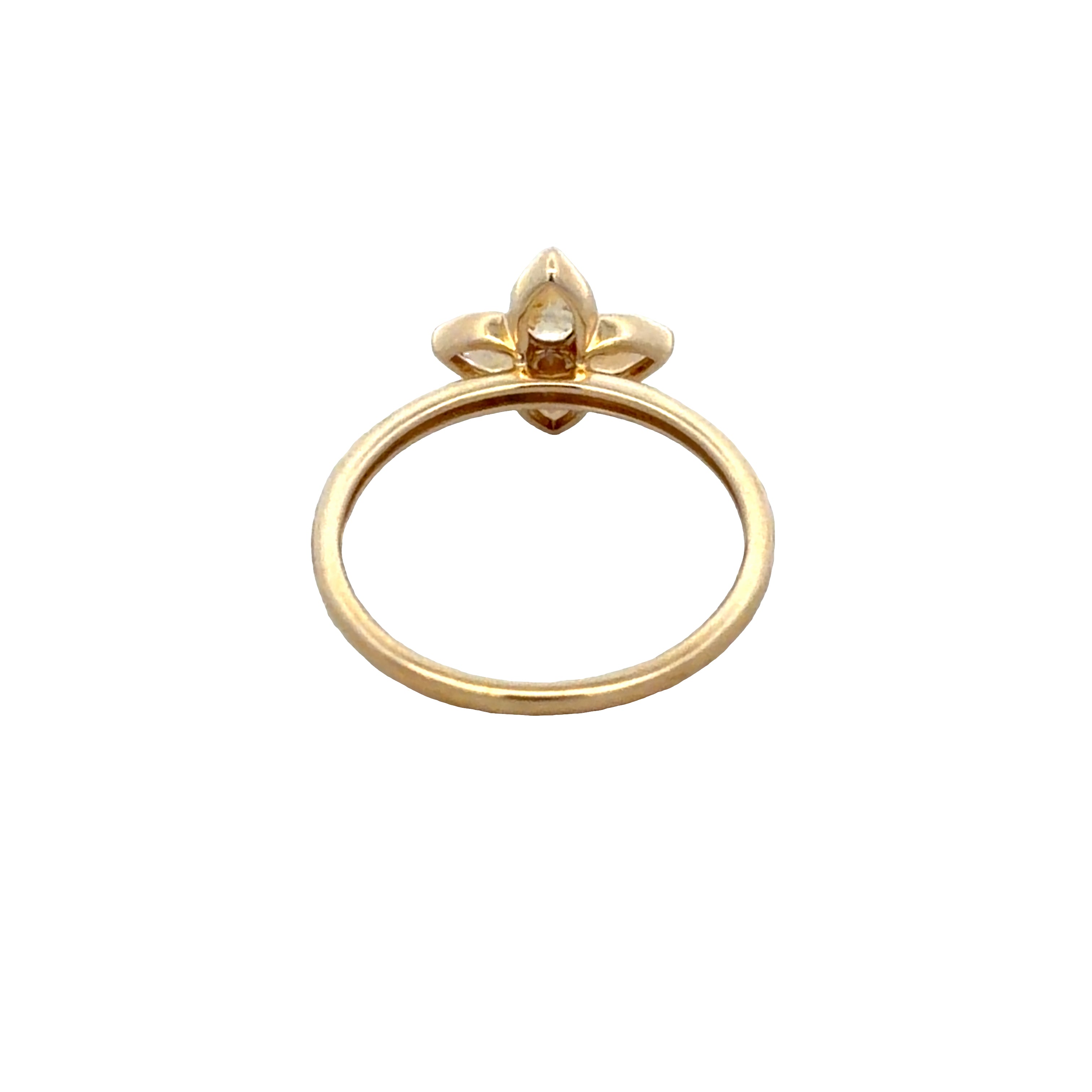 14k Yellow Gold Citrine & Diamond Quatrefoil Ring – Size 7
