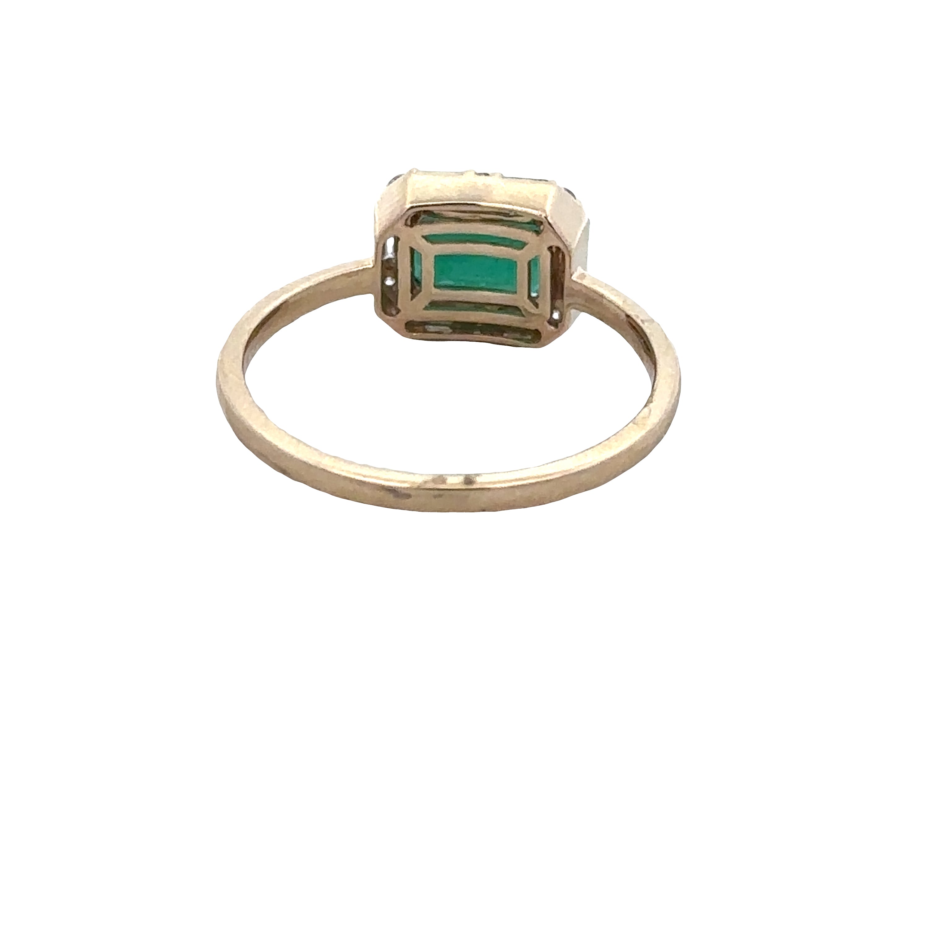 14k Yellow Gold Emerald & Diamond Halo Ring – Size 7.25
