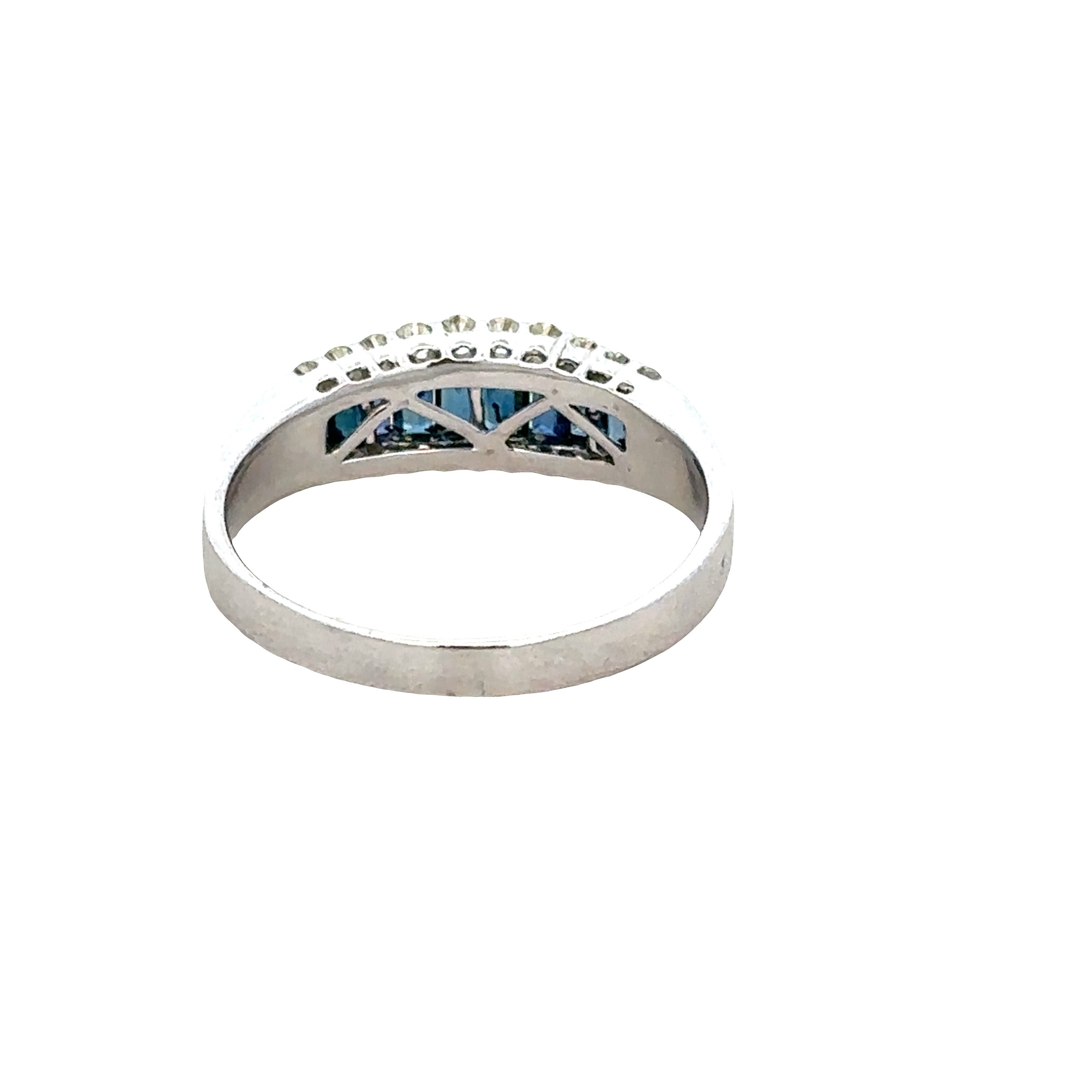 14k White Gold Sapphire & Diamond Band Ring – Size 11