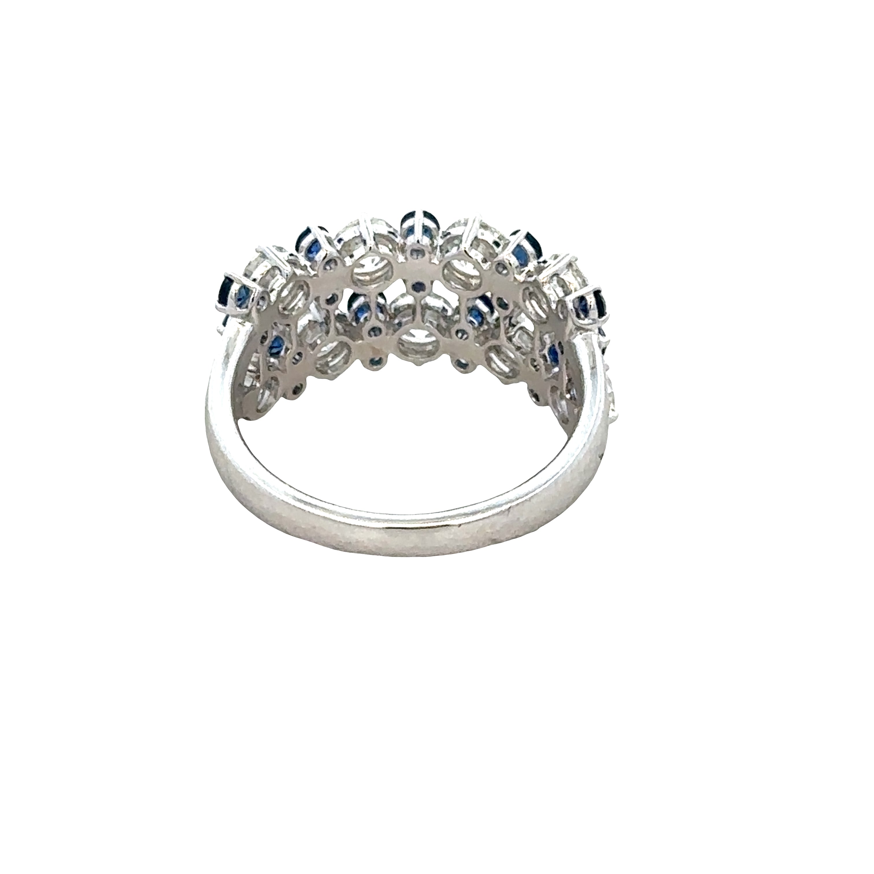 18k White Gold 2.65 CTW Sapphire & Diamond Double-Row Openwork Band