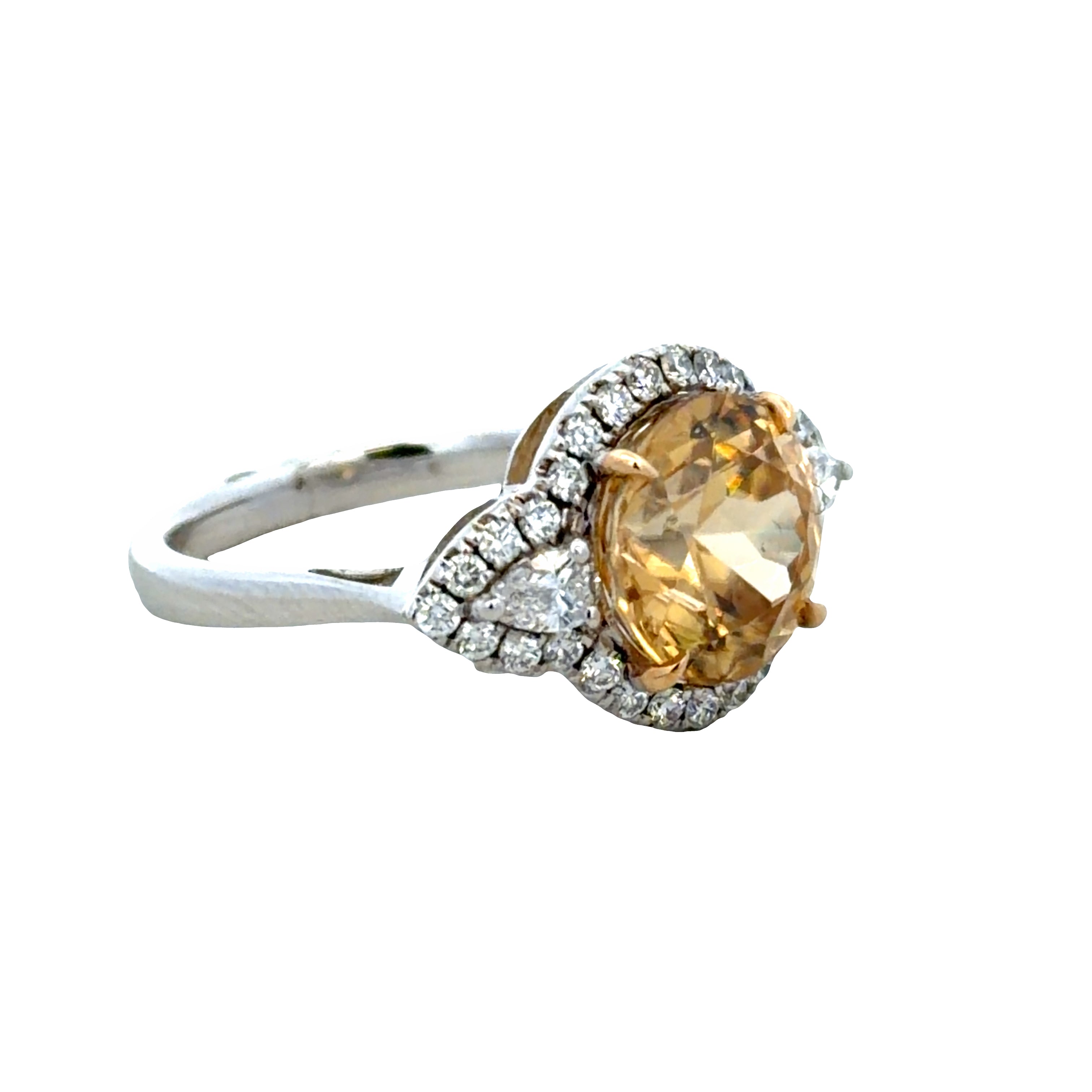 18k White Gold Yellow Zircon & Diamond Ring – Size 6.5