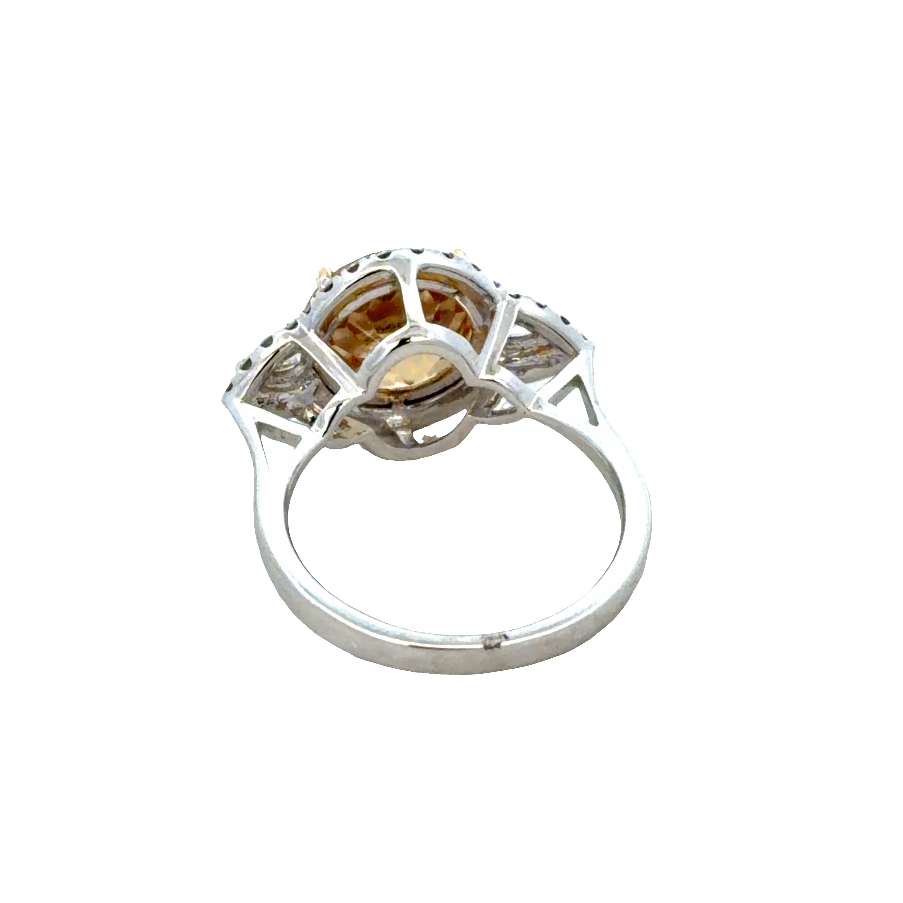 18k White Gold Yellow Zircon & Diamond Ring – Size 6.5