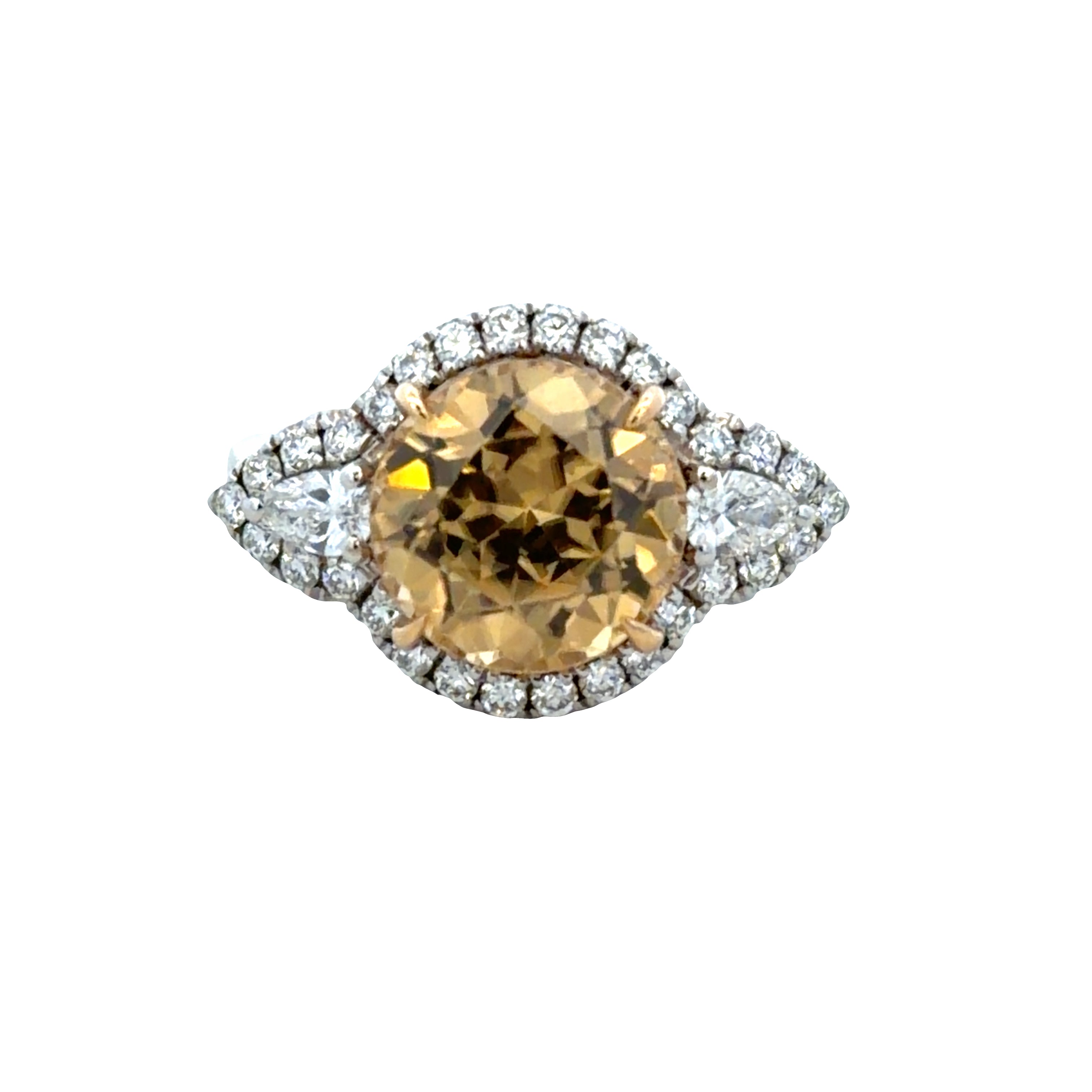 18k White Gold Yellow Zircon & Diamond Ring – Size 6.5