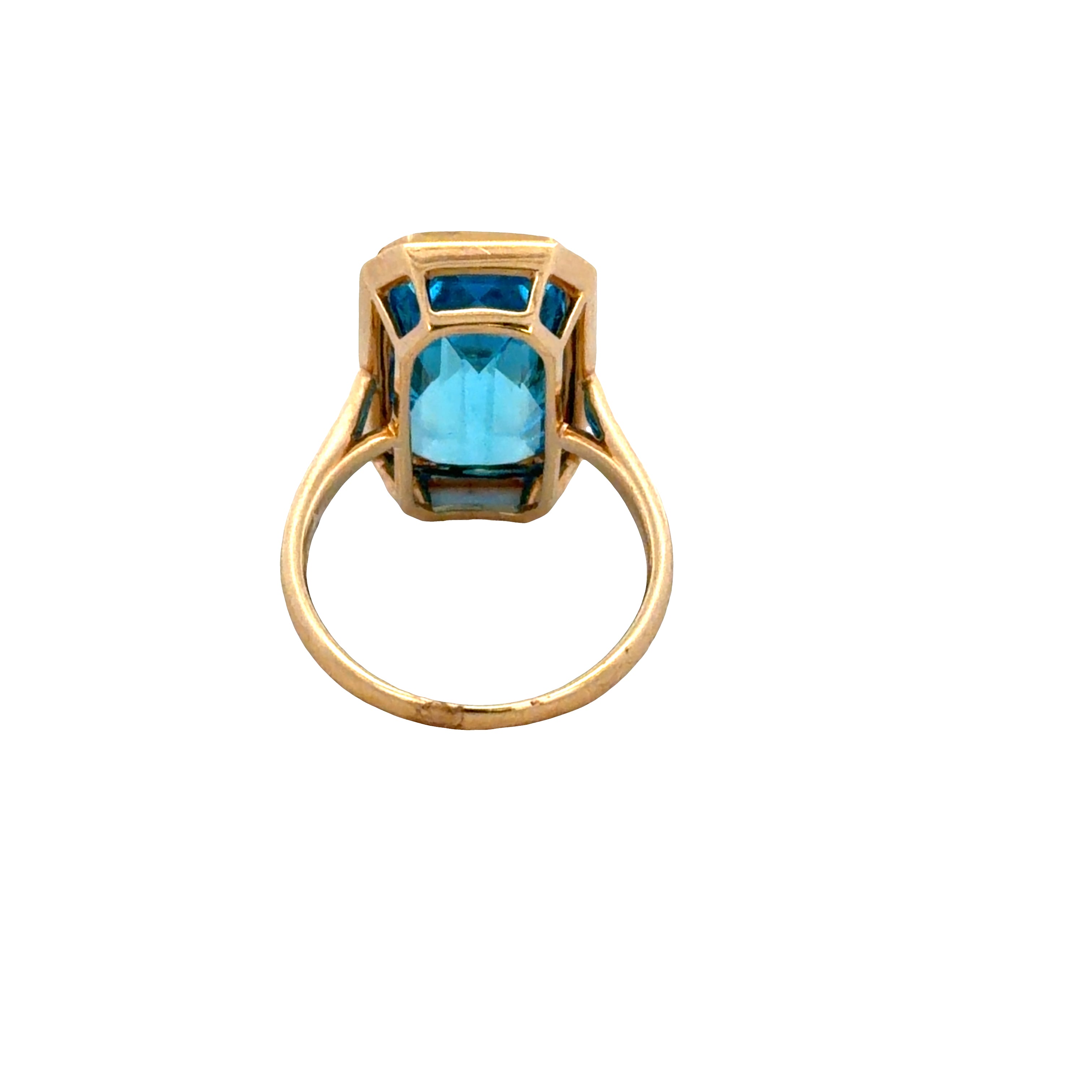 14k Yellow Gold 9.24 CT Bezel-Set Blue Topaz Ring – Size 6.5