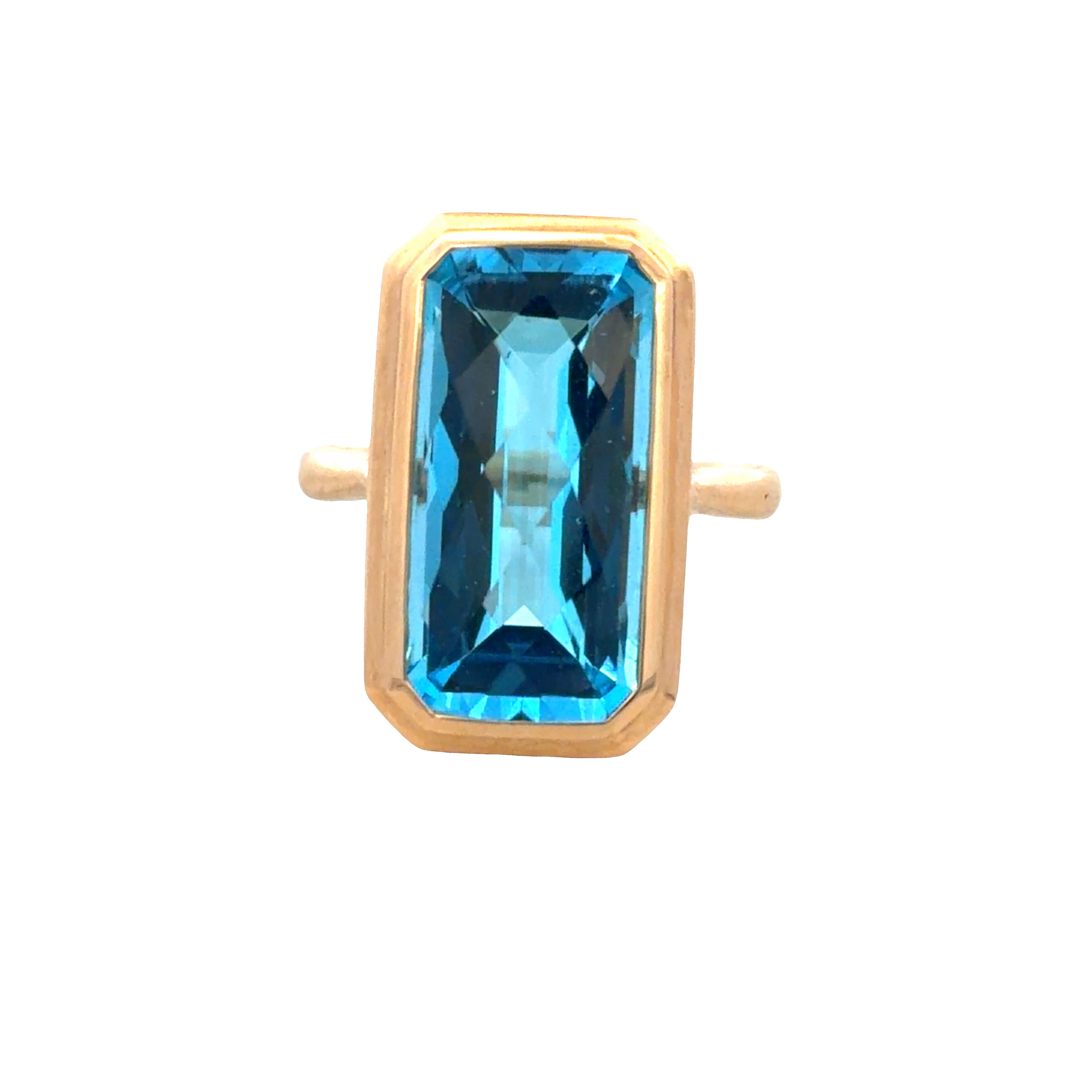 14k Yellow Gold 9.24 CT Bezel-Set Blue Topaz Ring – Size 6.5