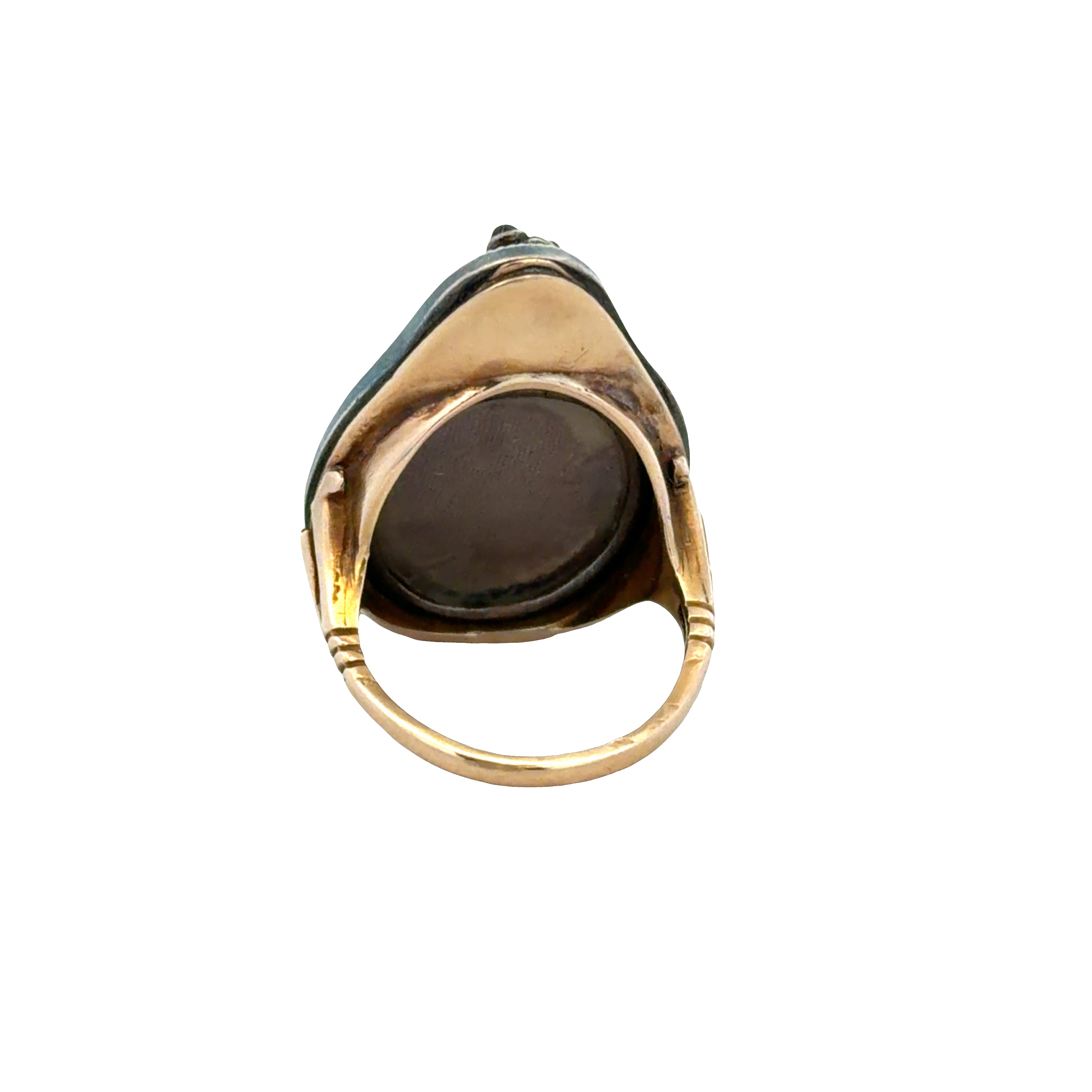 Antique 14k Yellow Gold & Sterling Silver Garnet Snake Keepsake Ring – Size 6.75