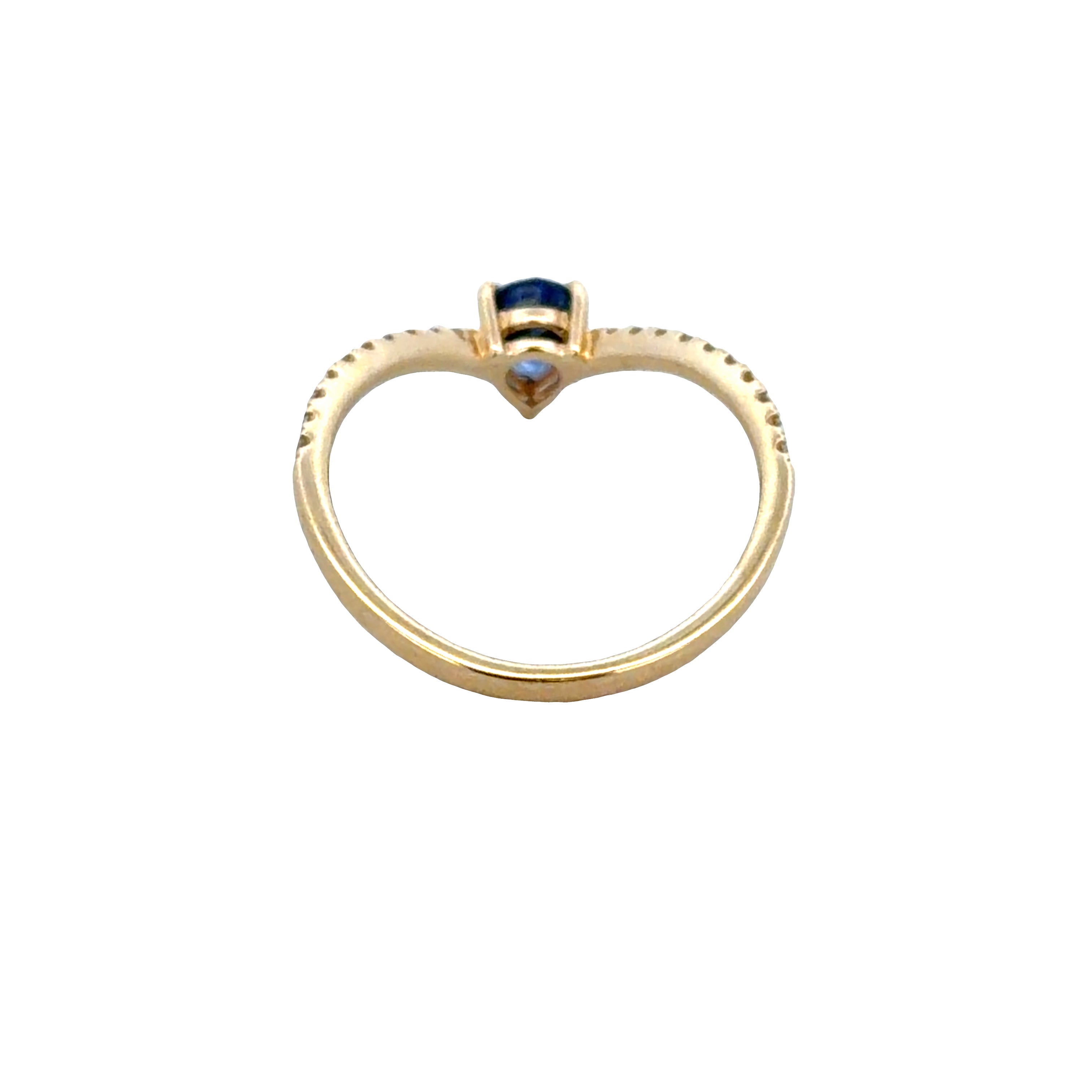14k Gold Blue Sapphire & Diamond Chevron Band – Size 6.5