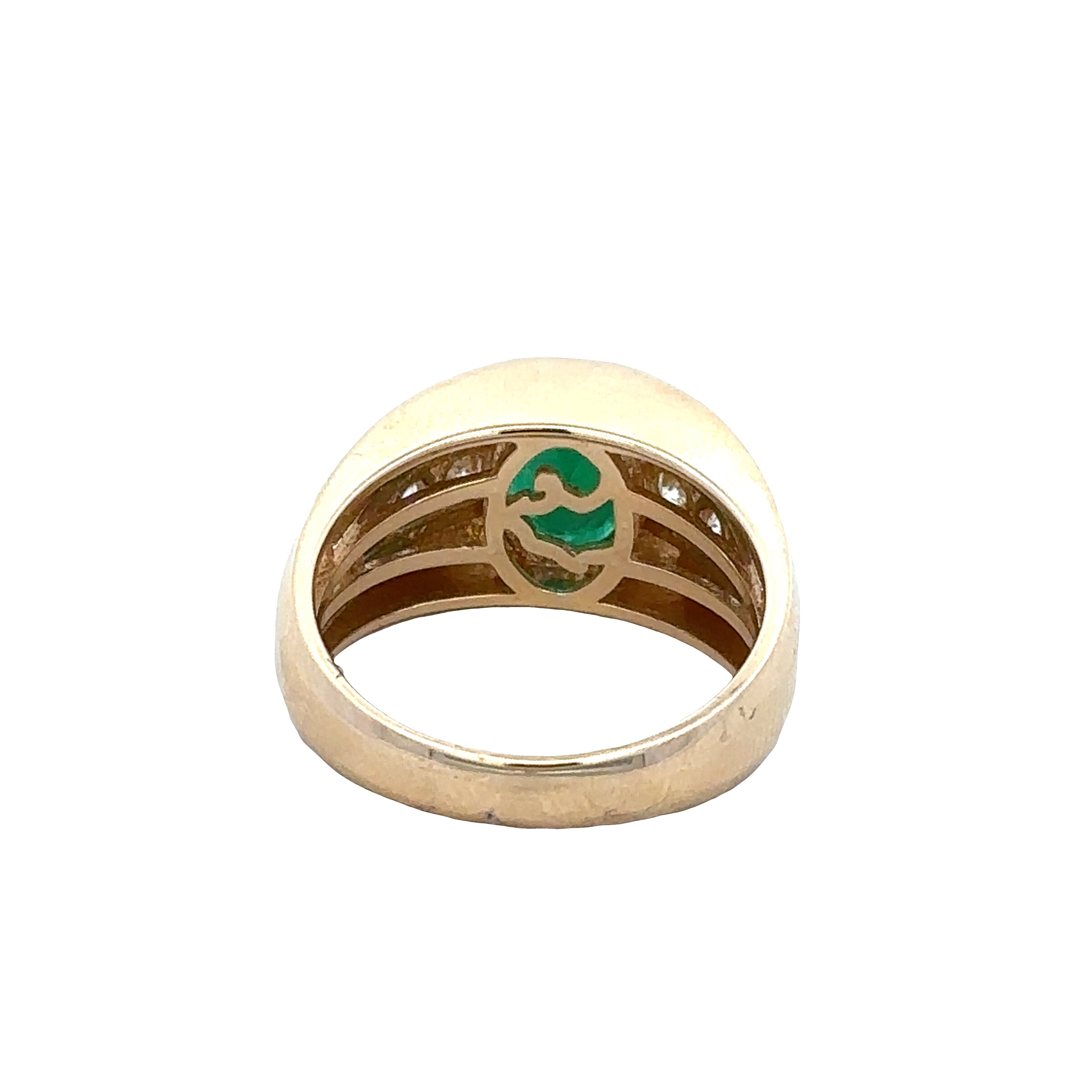 14k Yellow Gold Emerald and Diamond Ring – Size 10.5