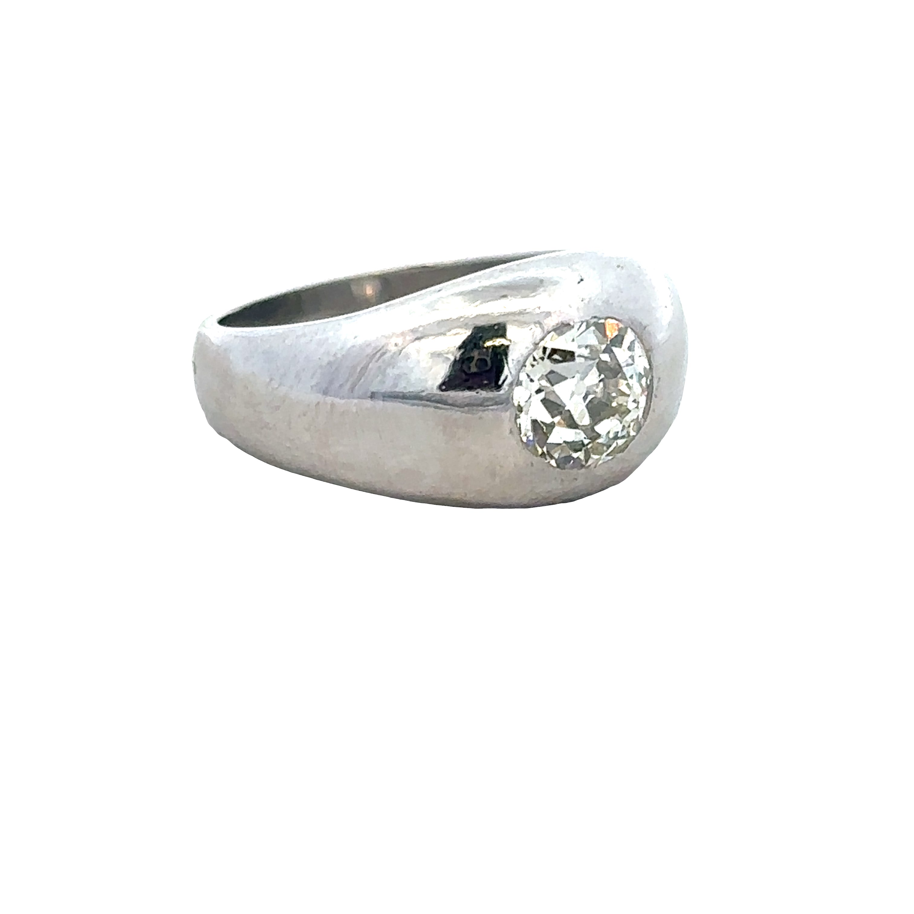Platinum Old European Cut Diamond Signet Ring – Size 6.75