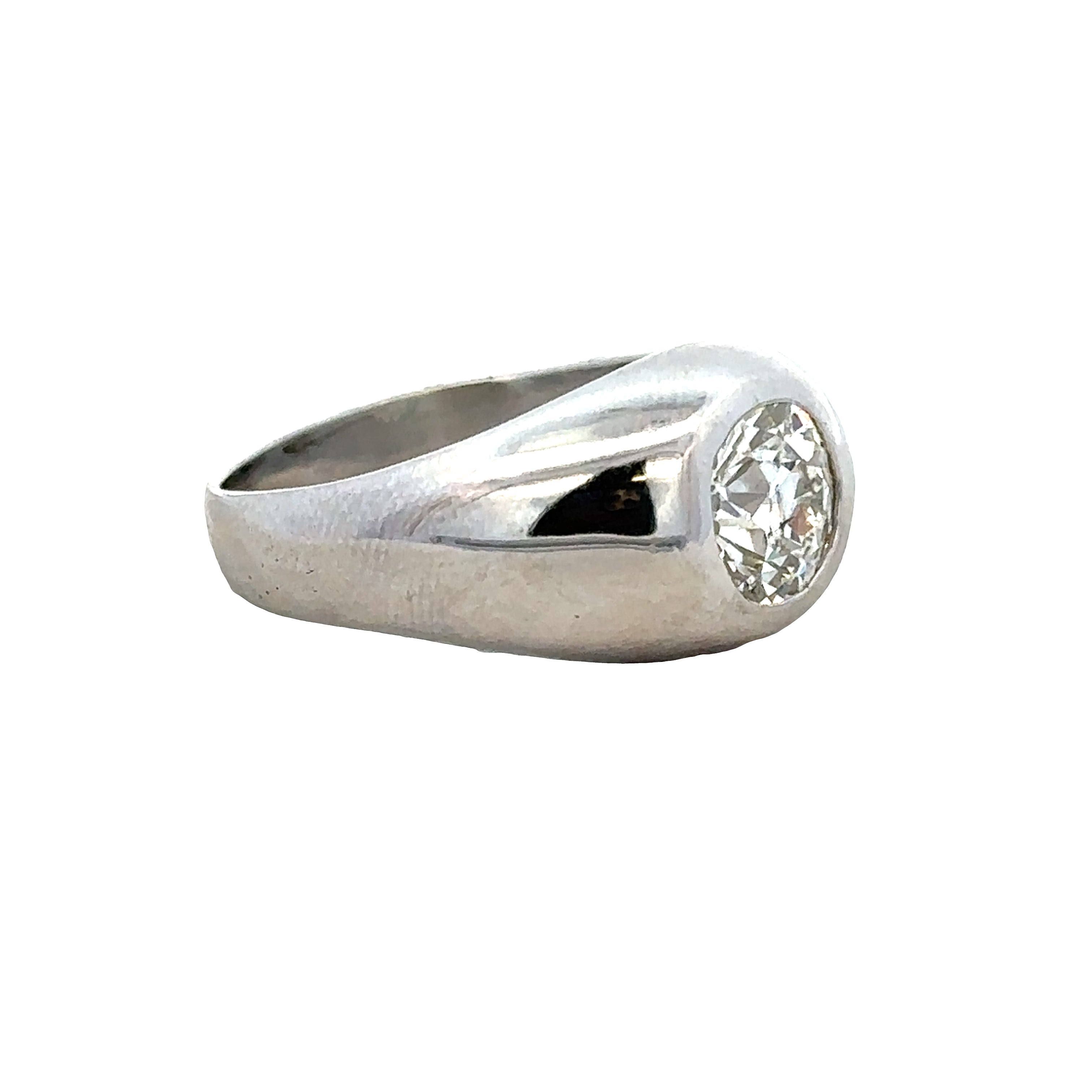 Platinum Old European Cut Diamond Gentleman's Signet Ring – Size 10