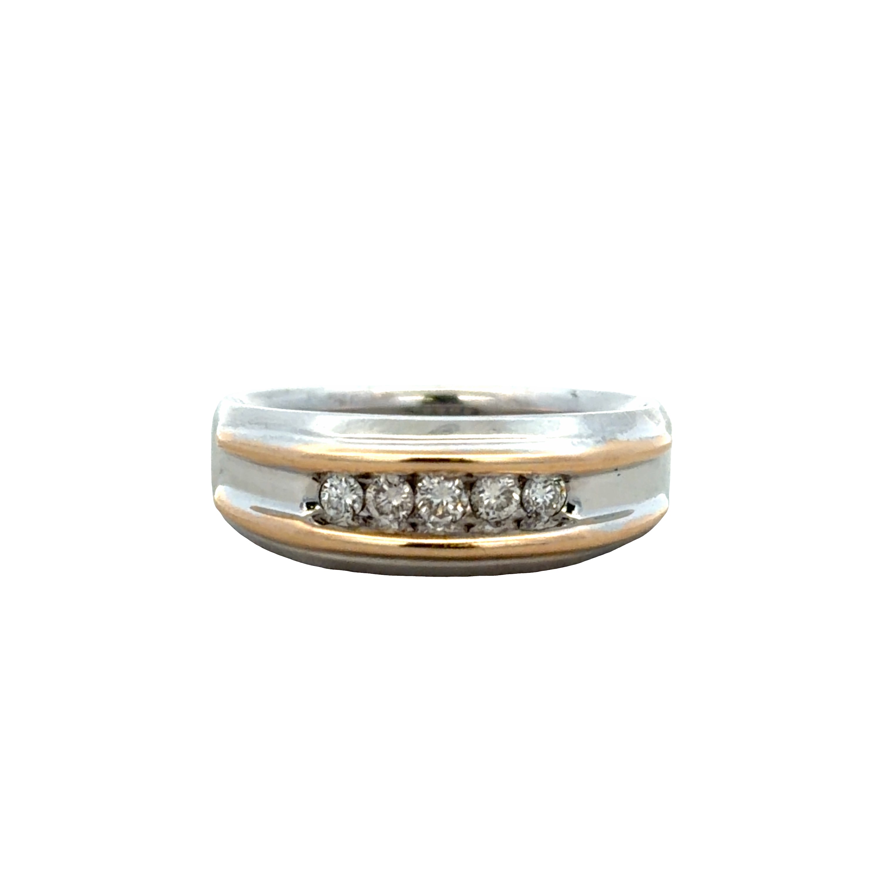Platinum & 14k Yellow Gold Men's Diamond Ring – Size 9