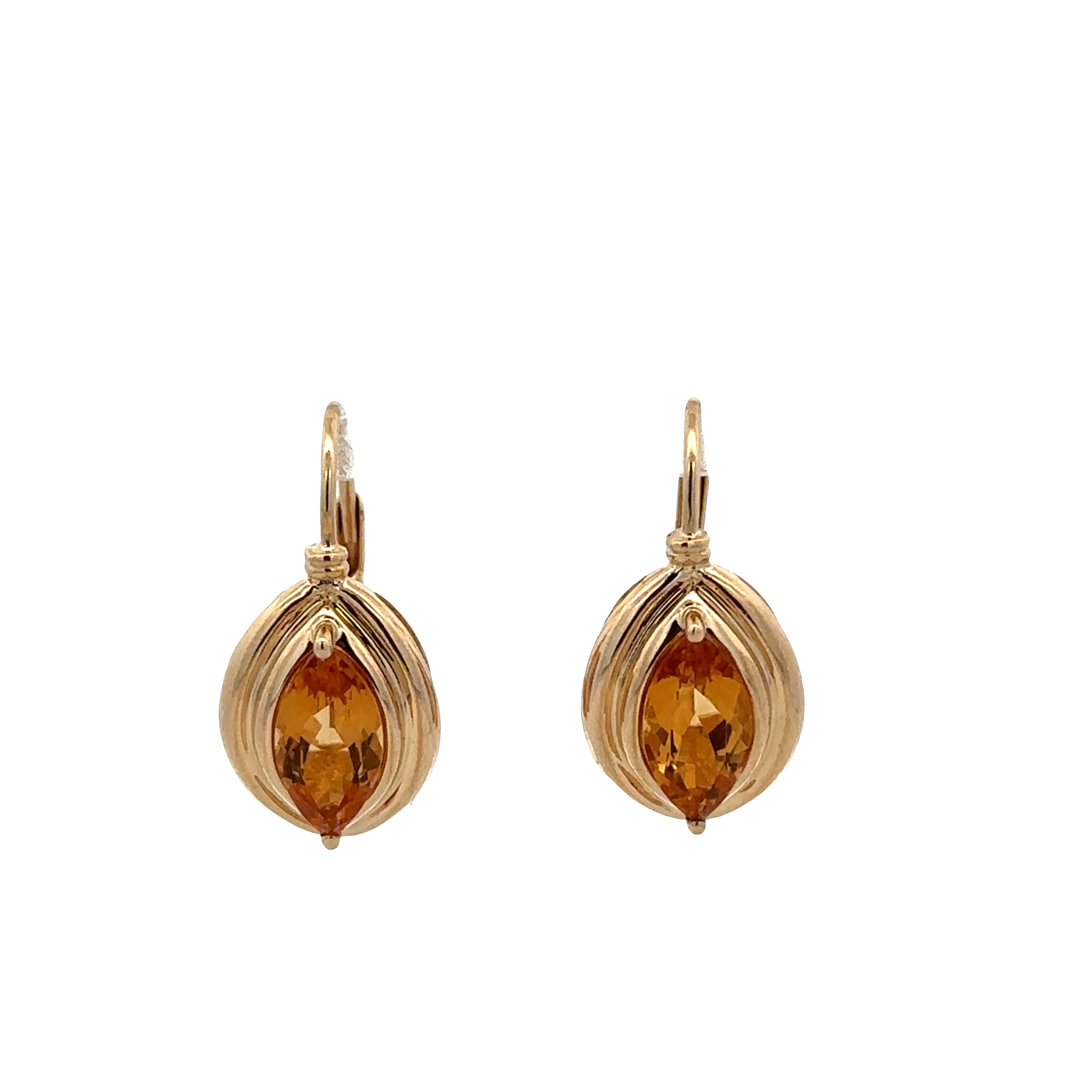 14k Yellow Gold Citrine Drop Earrings