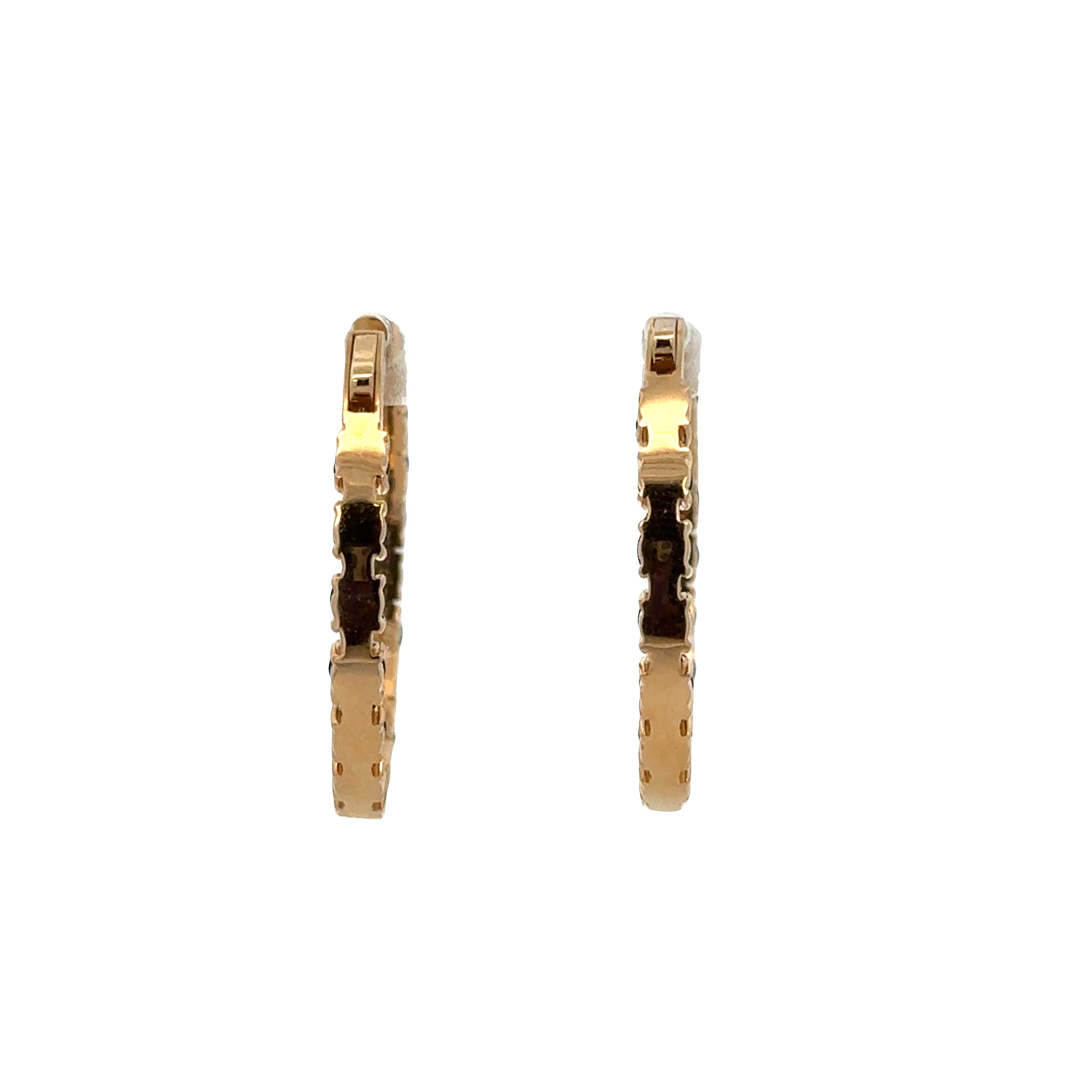 18k Yellow Gold Hoop Earrings with 6.08 CTW Blue Sapphire Cabochons – 1-1/8" Tall