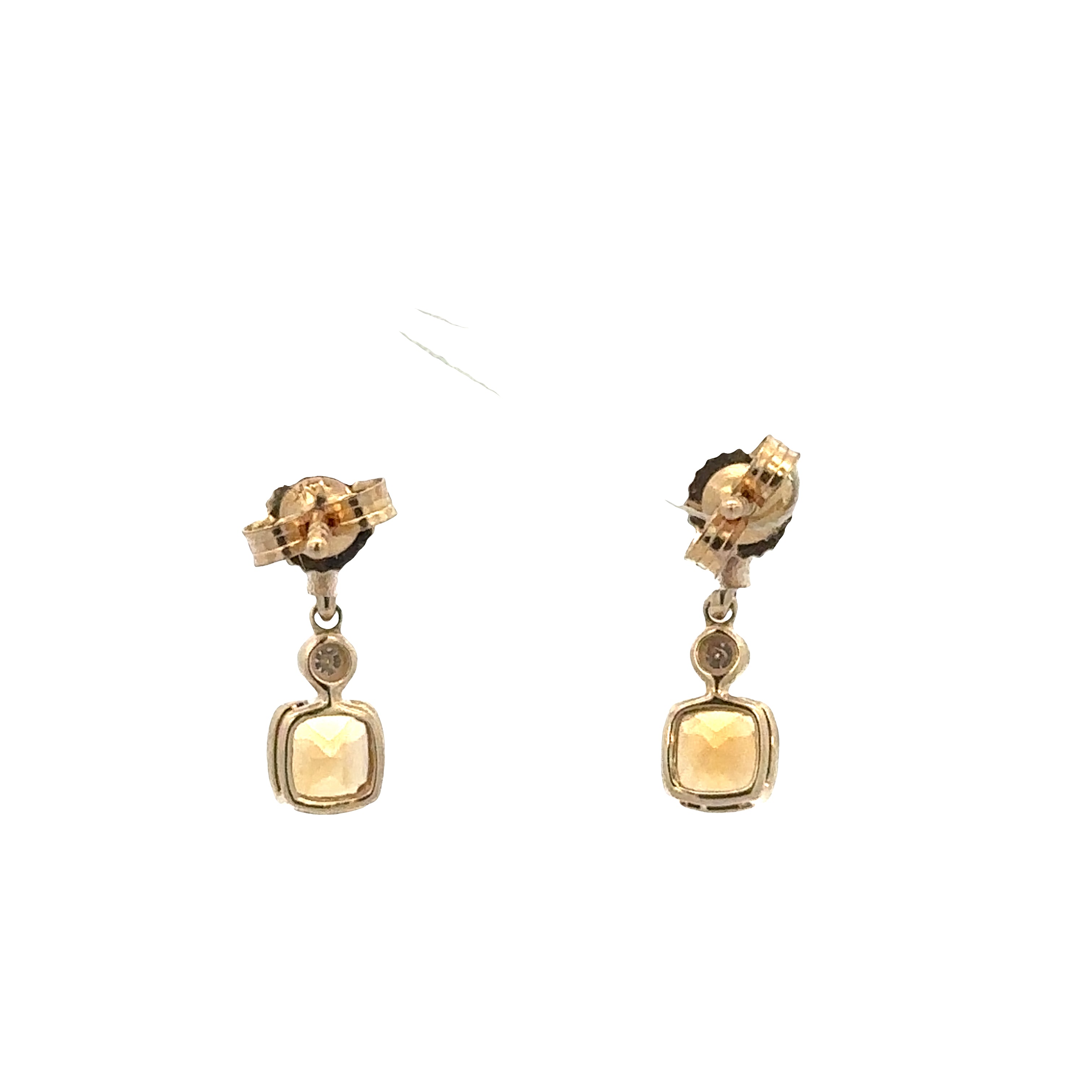 14k Yellow Gold Citrine & Diamond Petite Dangle Earrings