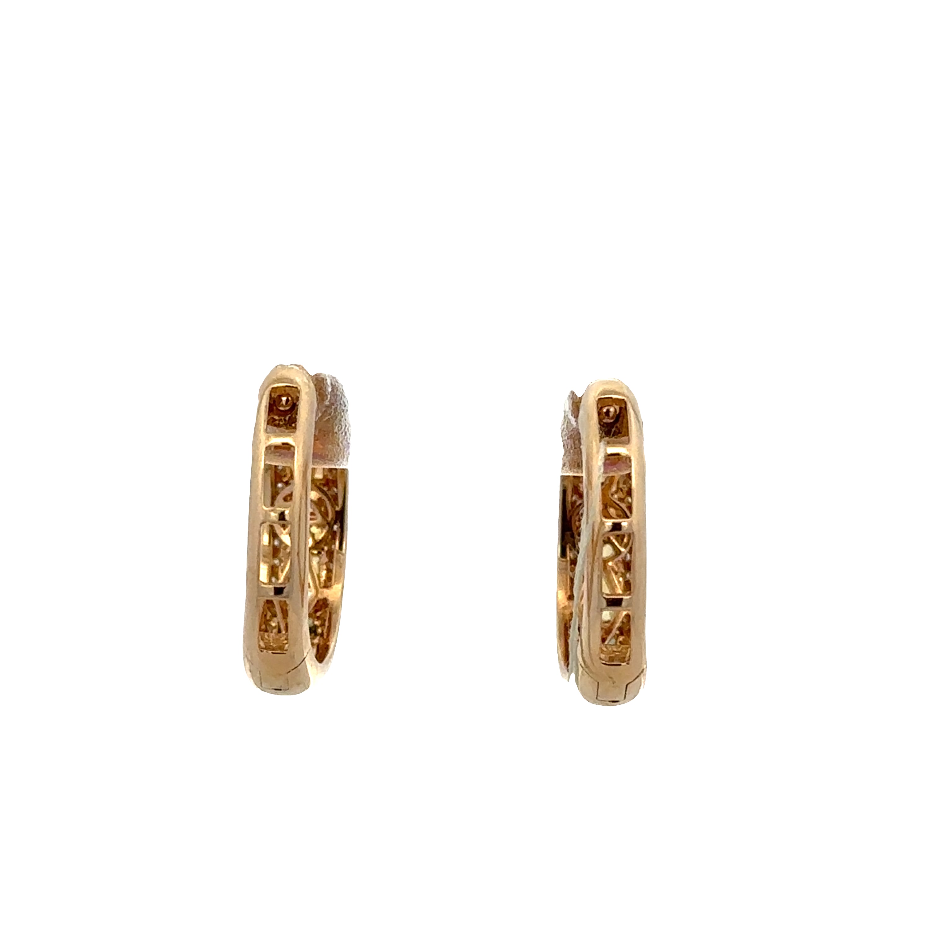 14k Yellow Gold Multi-Color Sapphire & Diamond Hoop Earrings