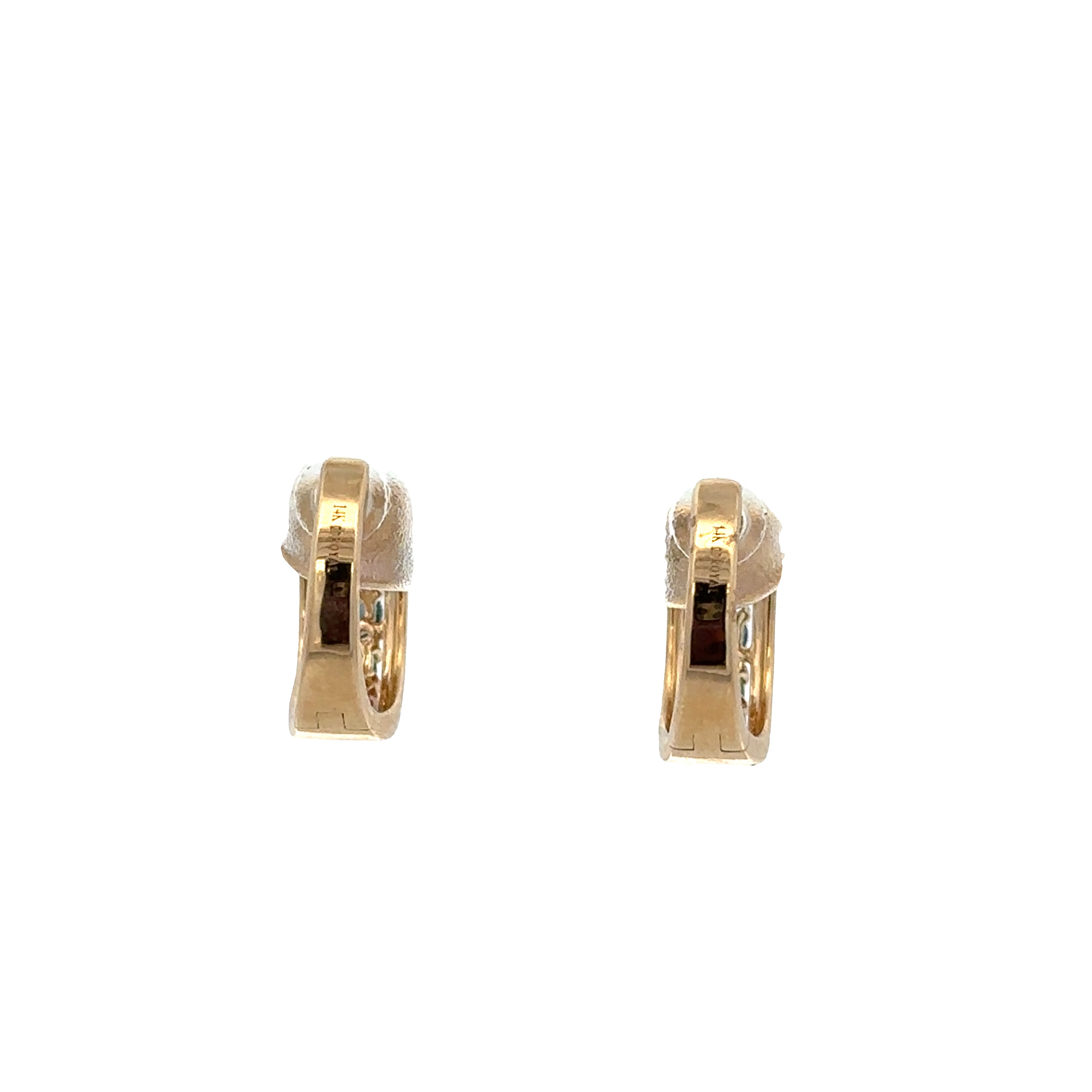 14k Yellow Gold Multicolor Sapphire & Diamond Petite Hoop Earrings