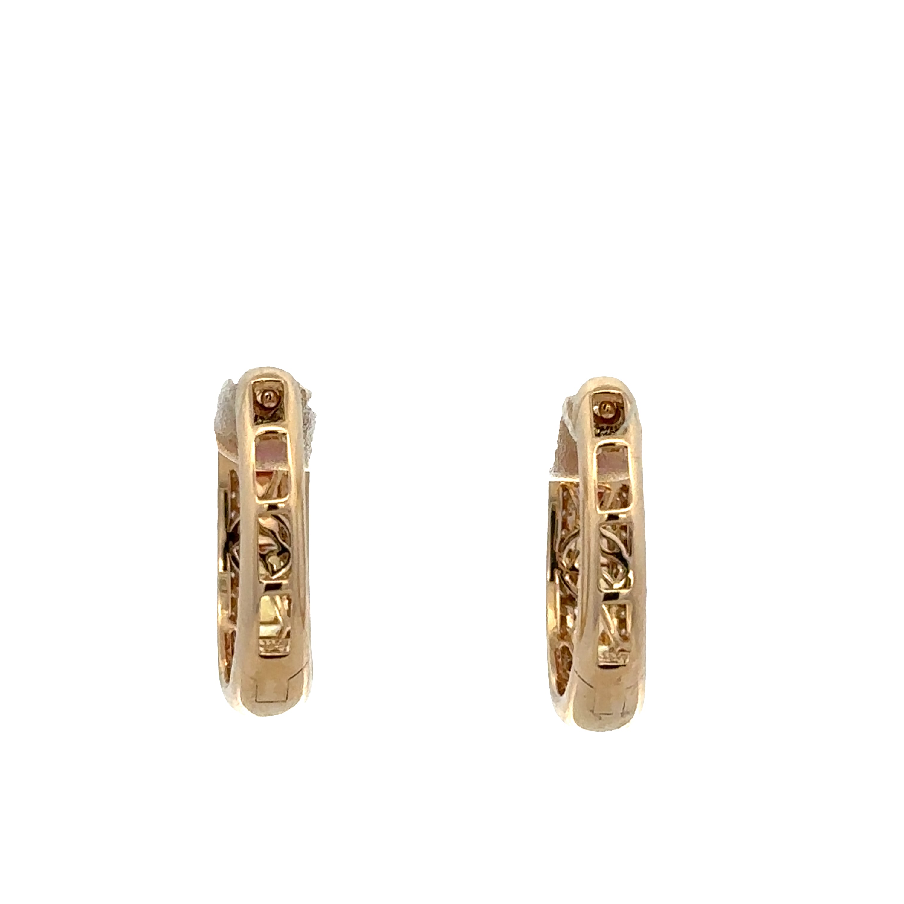 14k Yellow Gold Multicolor Sapphire & Diamond Hoop Earrings – 3/4" Tall