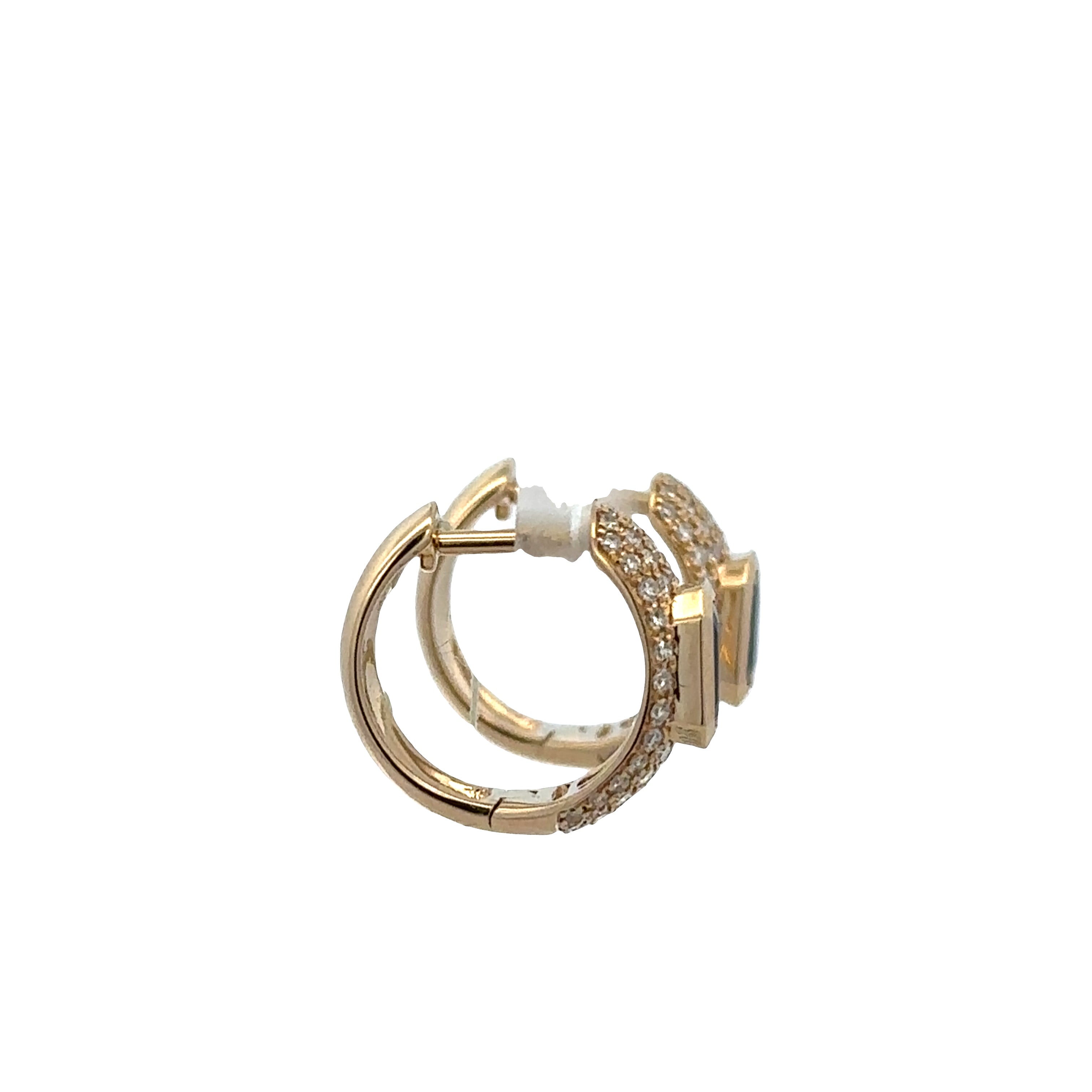 14k Yellow Gold Sapphire & Diamond Petite Hoop Earrings
