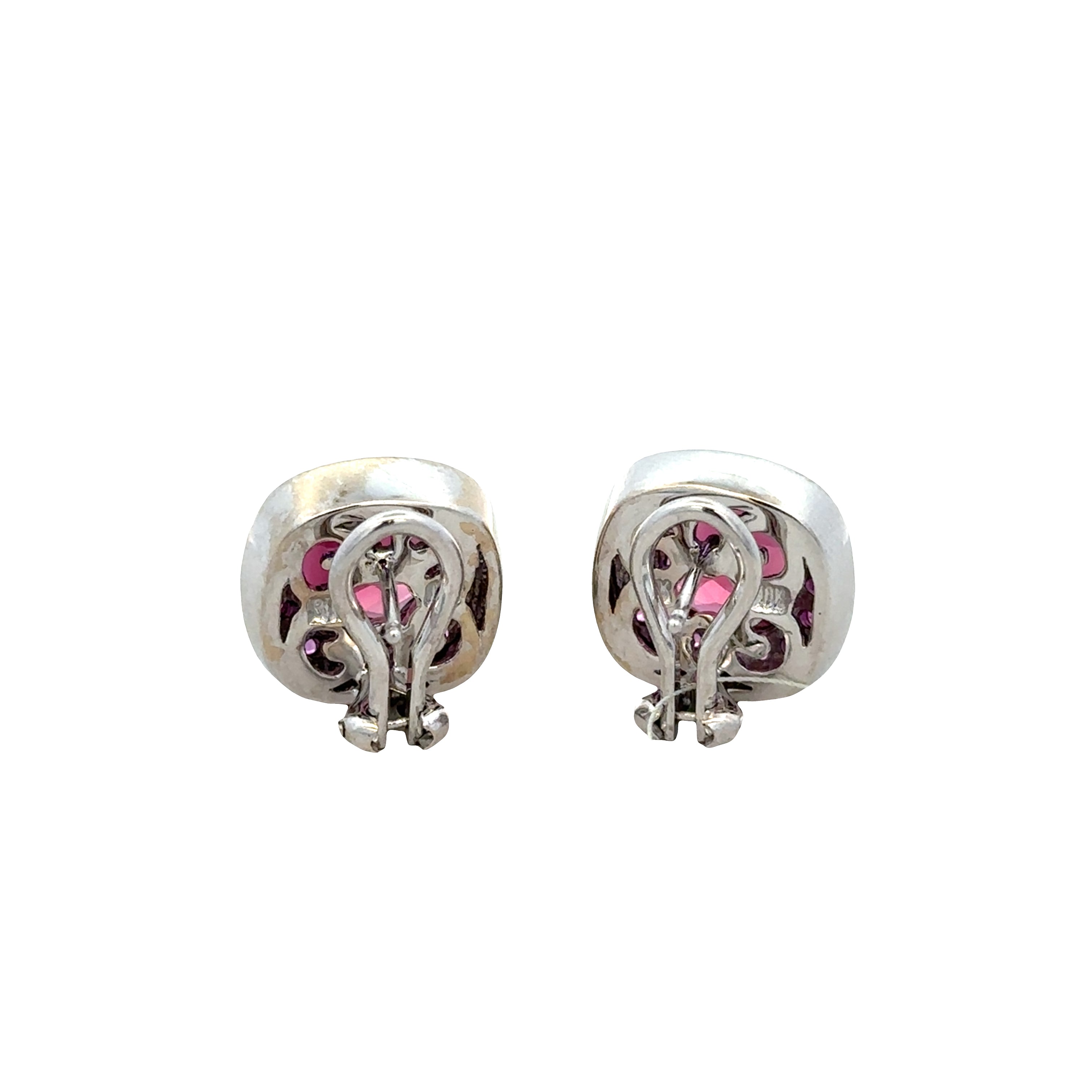 18k White Gold Pink Sapphire Halo Earrings – 6.50 CTW