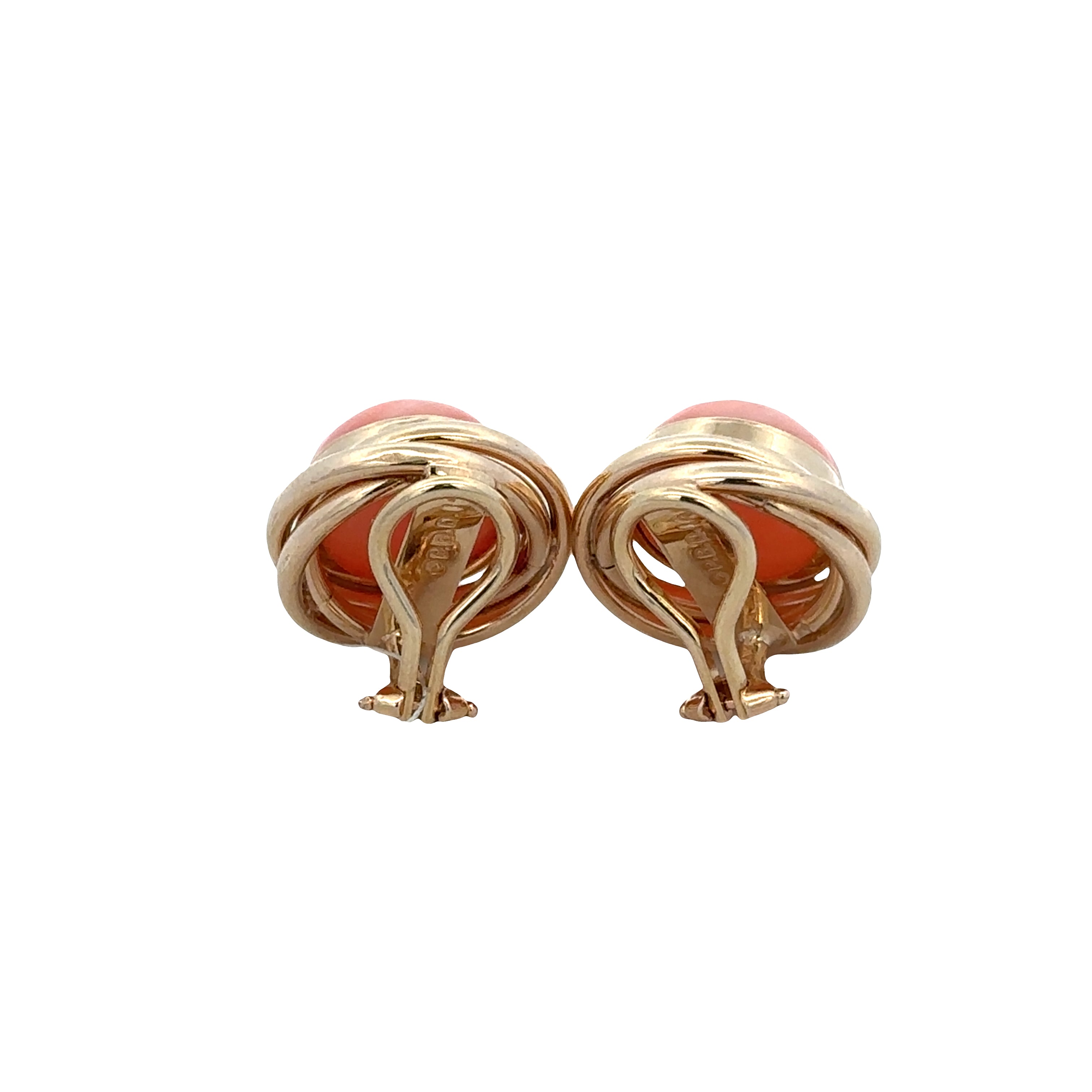 14k Yellow Gold Coral Clip-On Earrings – 5/8"
