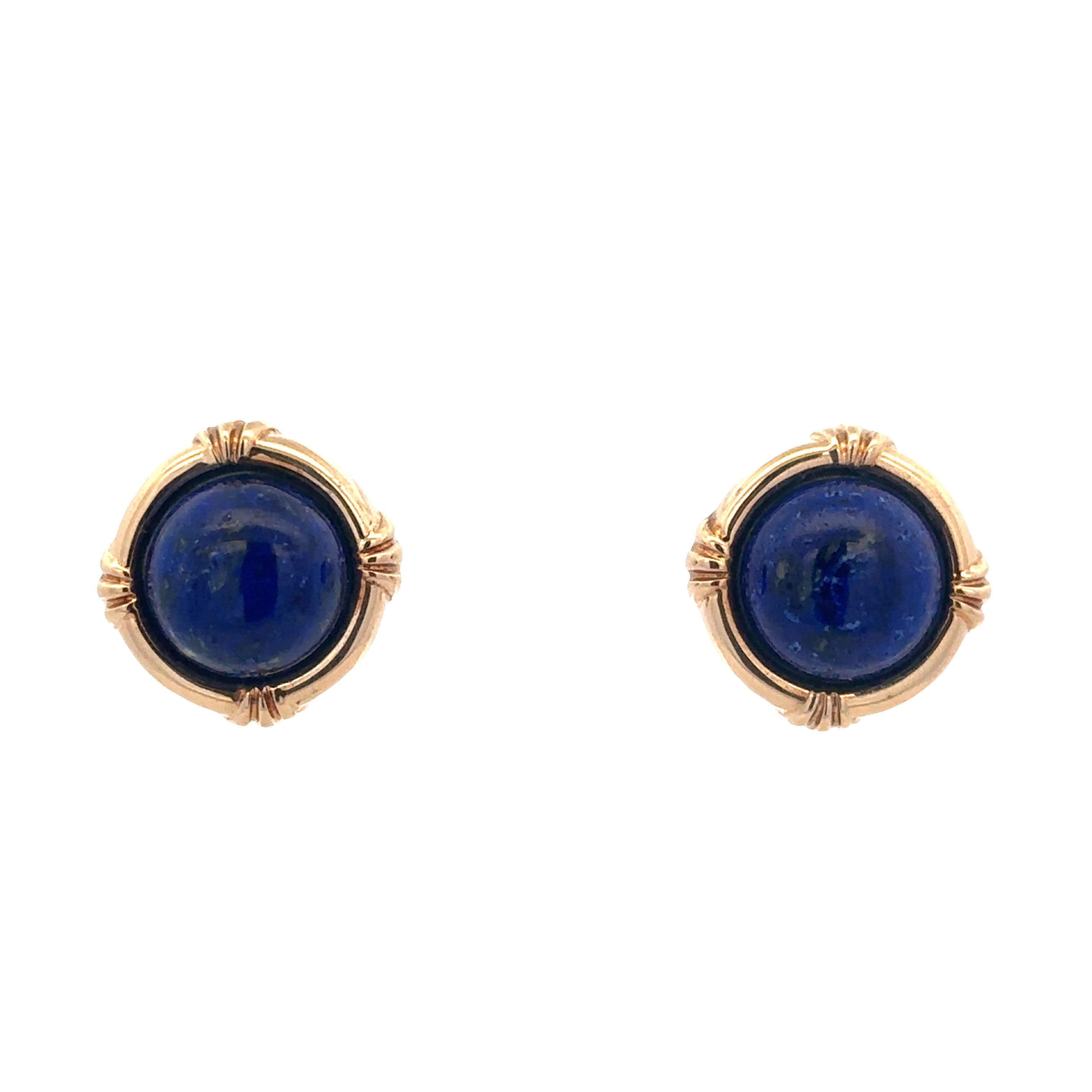 Vintage 14k Yellow Gold Lapis Lazuli Earrings