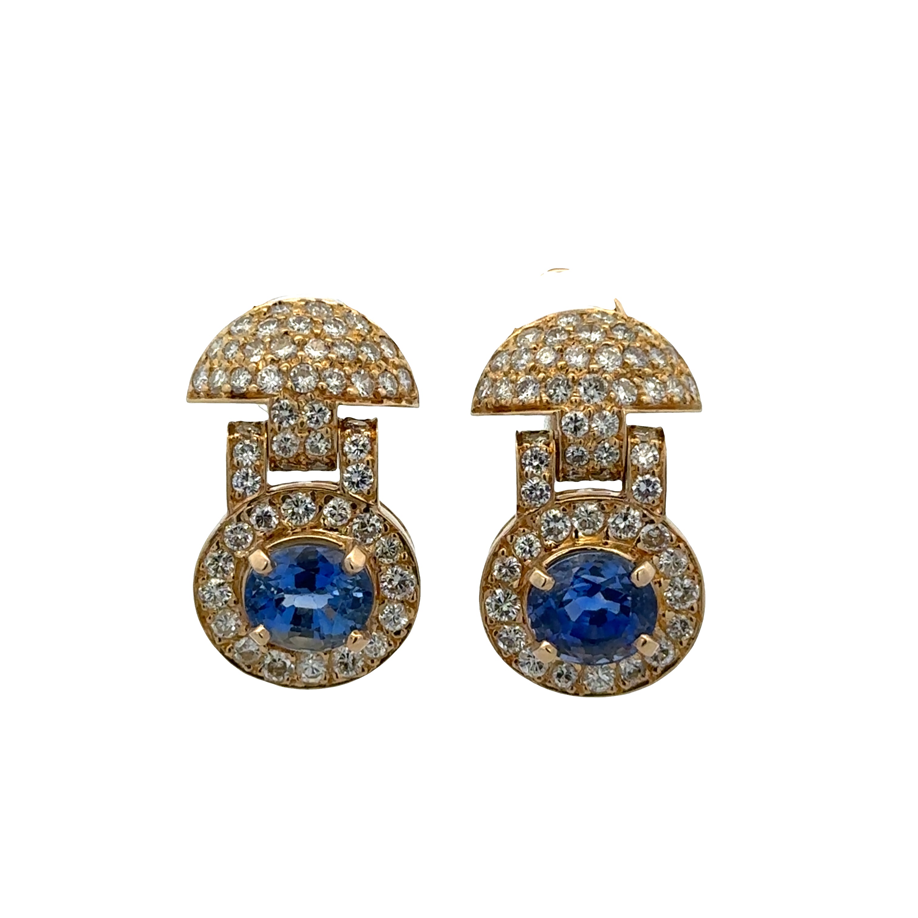 14k Yellow Gold Tanzanite & Diamond Clip-On Earrings