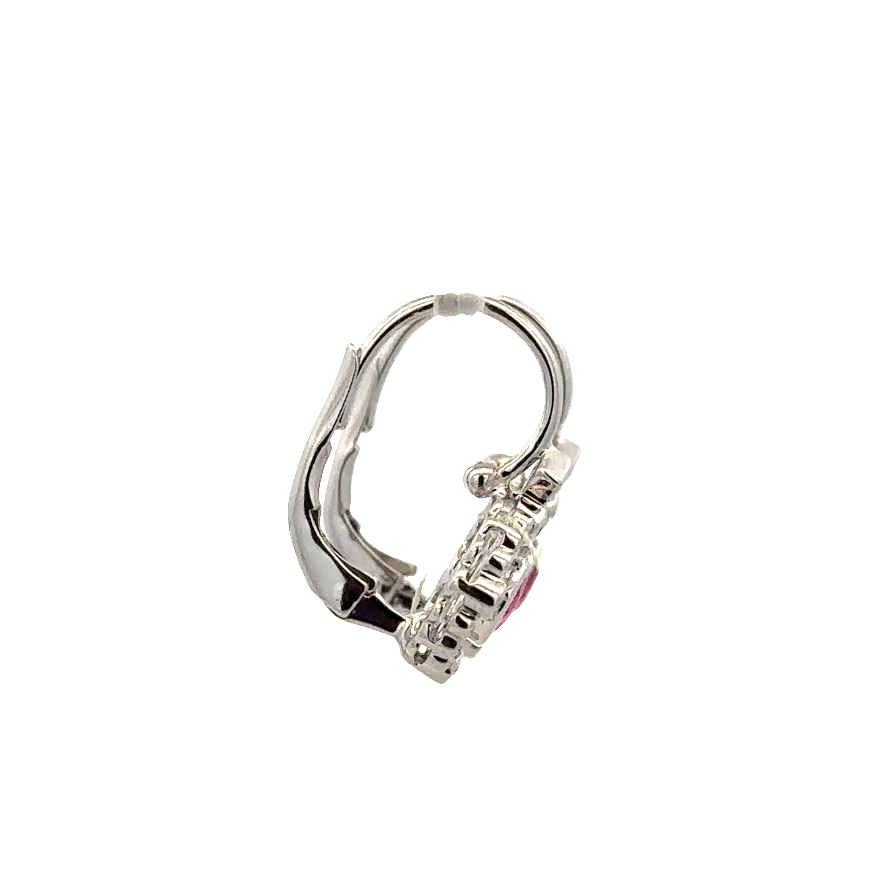 14k White Gold Ruby & Diamond Bezel-Set Earrings – 5/8" Tall
